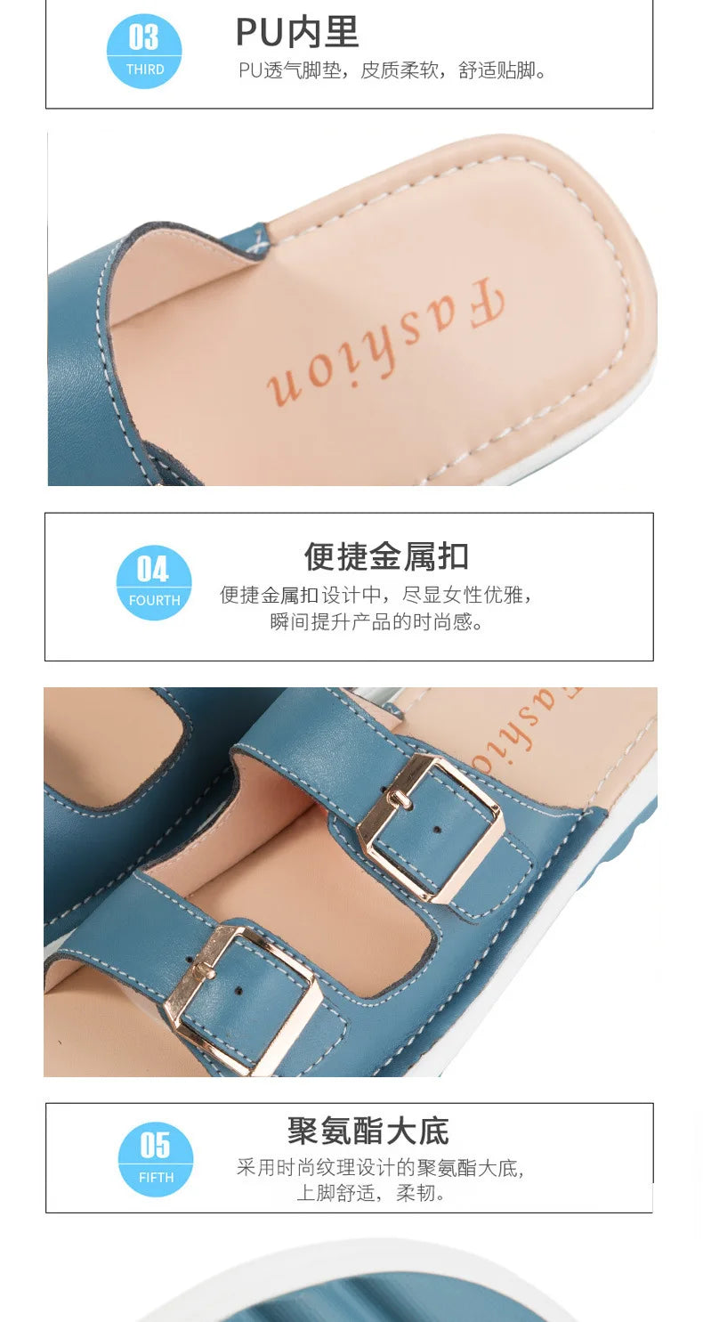2021New Women Sandals Wedges Sandals Ladies Open Toe Round Toe Buckle Black Yellow White Platform Sandals Shoes