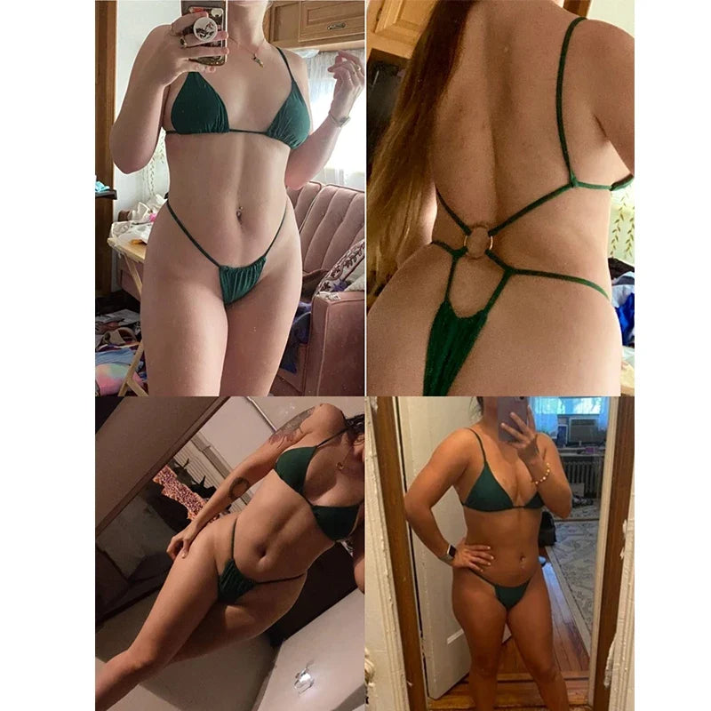 Sexy Extreme Mini Micro String Women Swimwear One Piece Swimsuit Female Cross Backless Monokini High Cut Bathing Suit Swim Lady