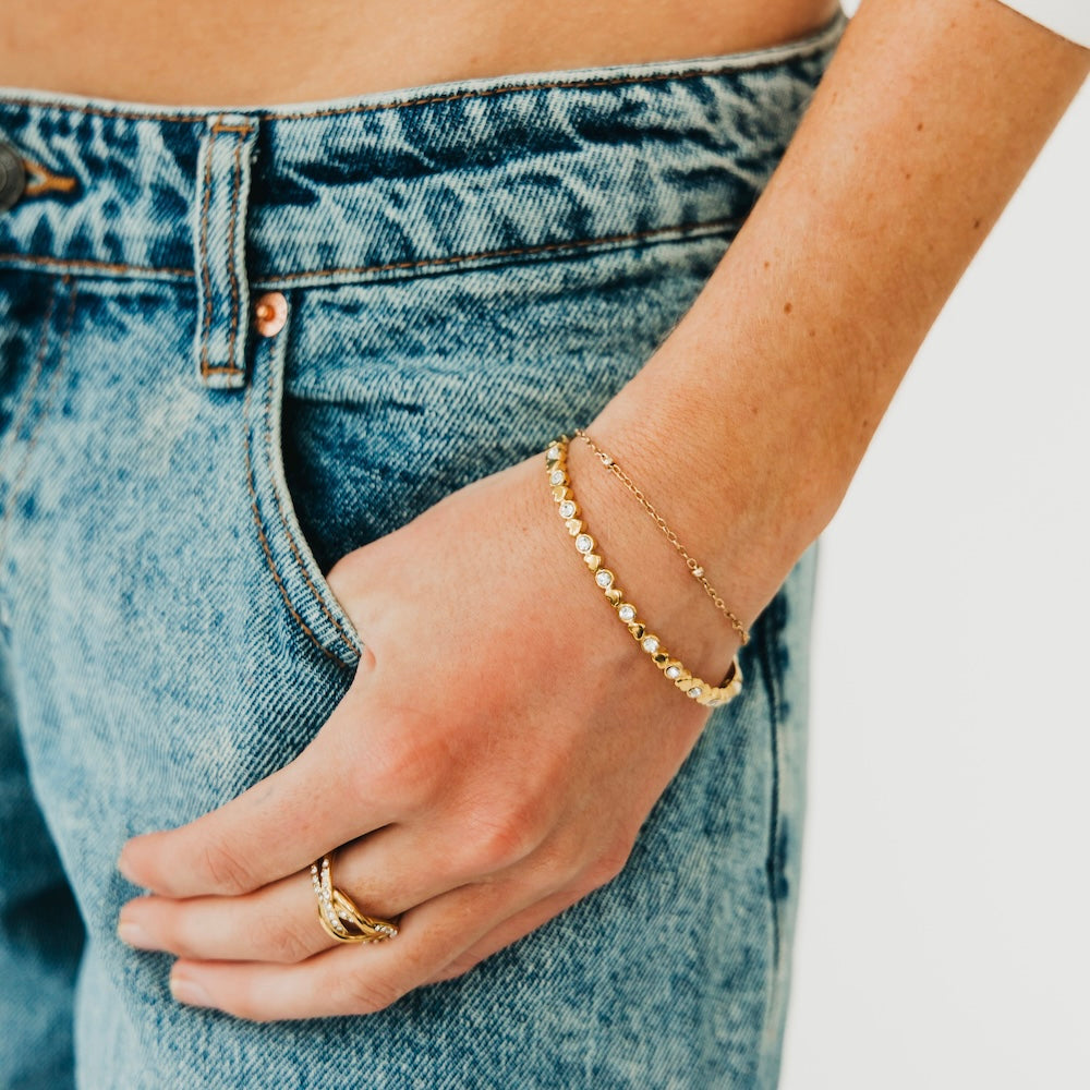 Hearts & Diamonds Hinge Bracelet - WATERPROOF