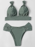 ZTVitality Solid Swimsuit Women Swimwear 2025 Newest Mid Waist Sexy Bikini Push Up Bikini Set Brazilian Bathing Suit Beach Wear