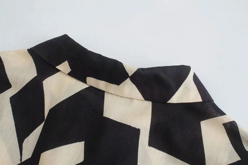 Foridol Geometric Print Black Shirt Dress Casual Elegant Autumn Winter Women's New Dress Vestidos Robe Femme Long Sleeve Dress