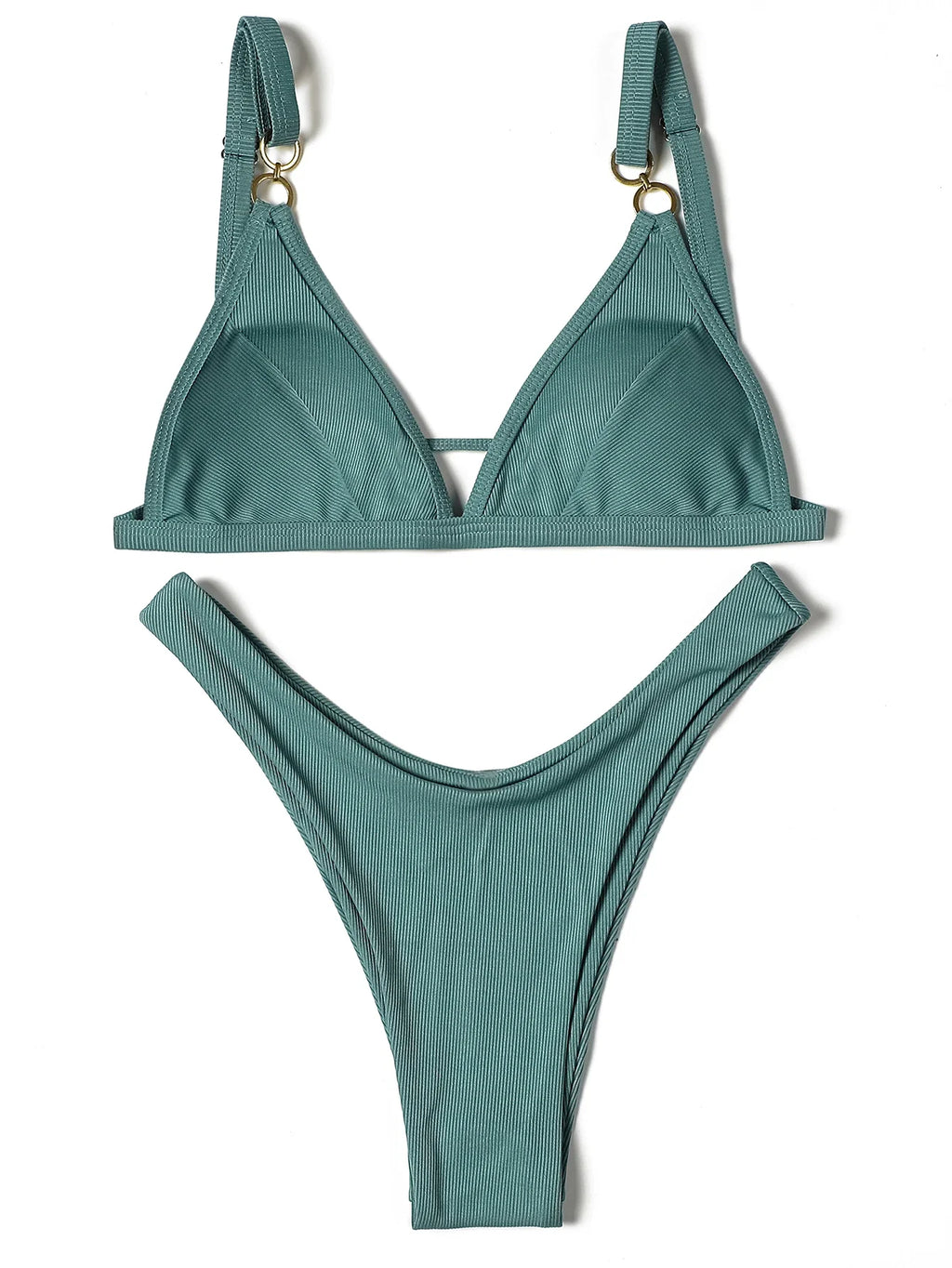 ZTVitality Sexy Solid Push Up Bikini 2025 New Arrival Padded Bra High Leg Swimsuit Ring Bandage Swimwear Women Brazilian Biquini