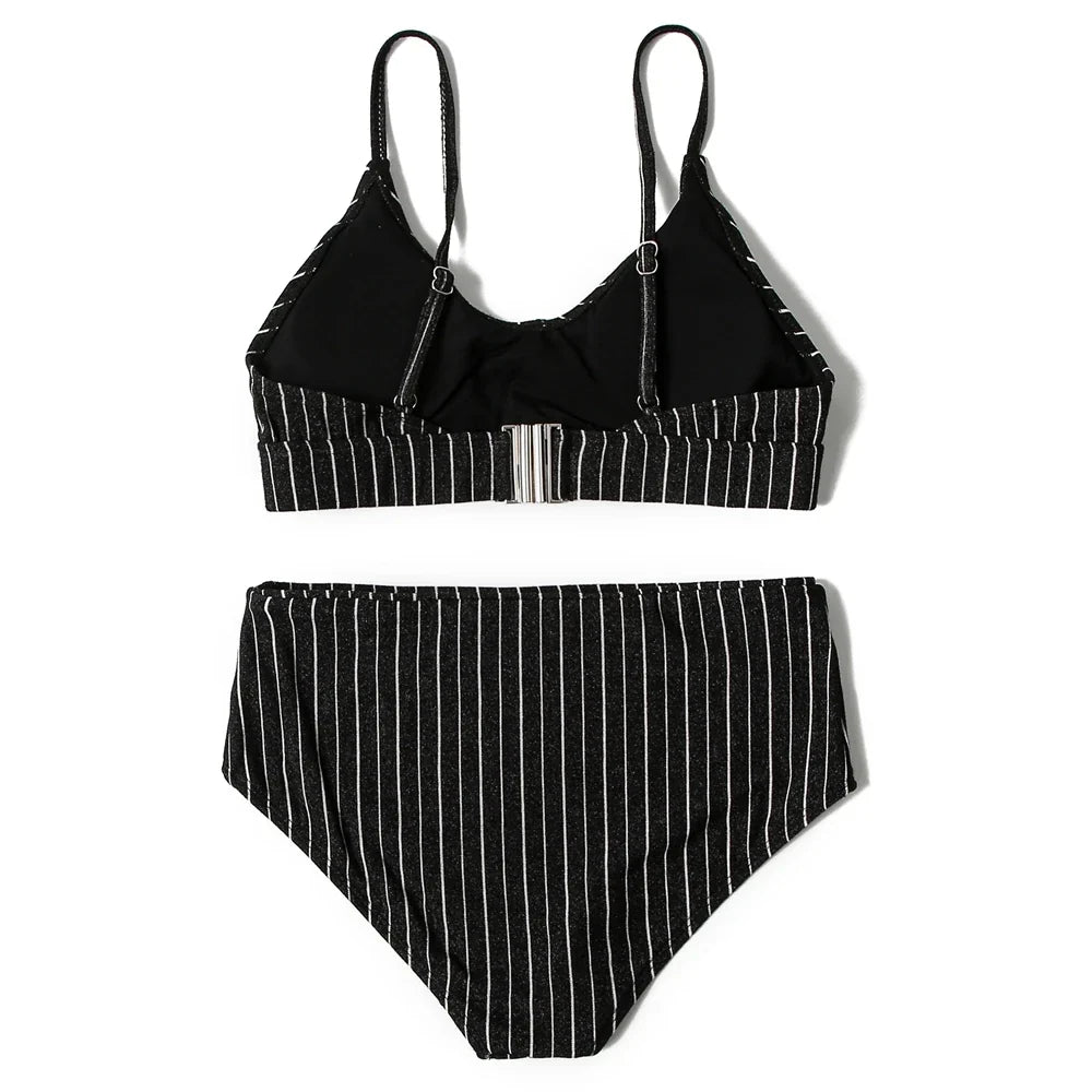 ZTVitality Shiny Striped Sexy Bikini 2022 New Arrival Straps Padded Bra High Waist Swimsuit Female Swimwear Women Beach Wear S-L
