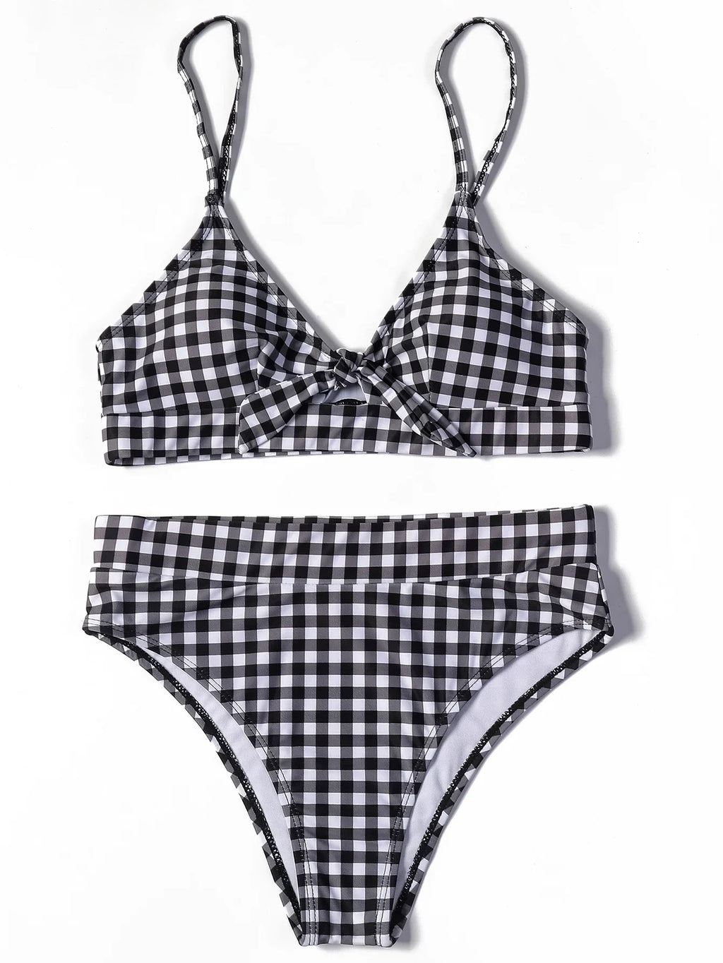ZTVitality Bow Plaid Bikinis Push Up Sexy Bikini 2021 Hot Sale Straps Padded High Waist Swimsuit Retro Swimwear Women Biquini