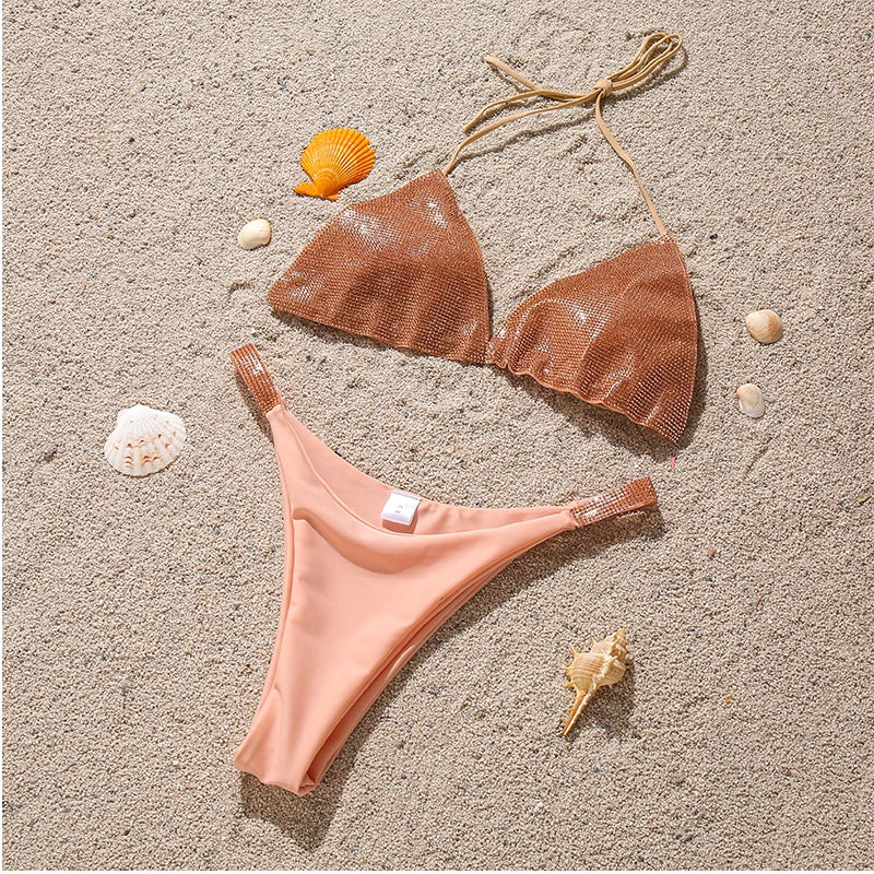 Shiny Jewelled Sequins Diamond Bikini Women Swimsuit Female Swimwear Two Pieces Bikini Set Mini Micro Bathing Suit Swim Lady