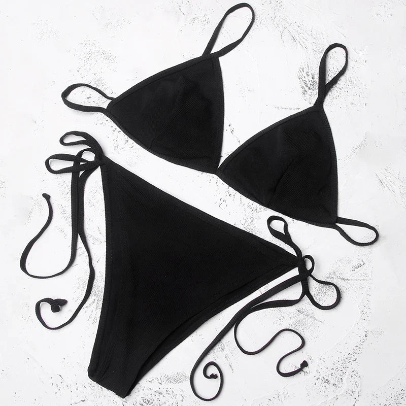 ZTVitality Black Bikinis Push Up Bikini 2020 Hot Sale Halter Padded Bra Bandage Swimsuit Low Waist Backless Sexy Swimwear Women