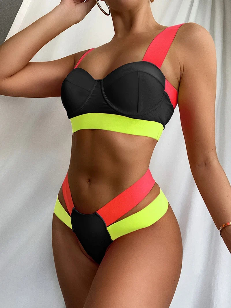 Leopard High Waist Bikini Push Up Bra Cup Bikinis 2026 Women Swimsuit Female Swimwear Two Piece Bikini Set High Cut Bathing Suit