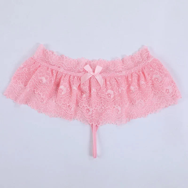 Women Sexy Lingerie Lace Perspective Ladies Dress Erotic Sexy Underwear Transparent Thongs Plus Size Sexy Skirt For Sex