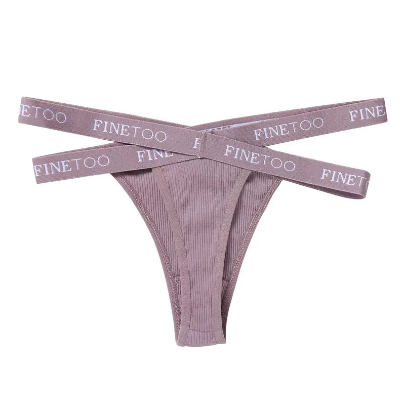 Women's Low Waist Bikini Briefs Seamless Thongs Panties Female Cotton G-String Underwear Ladies Letter Belt Lingerie M-XL Girls