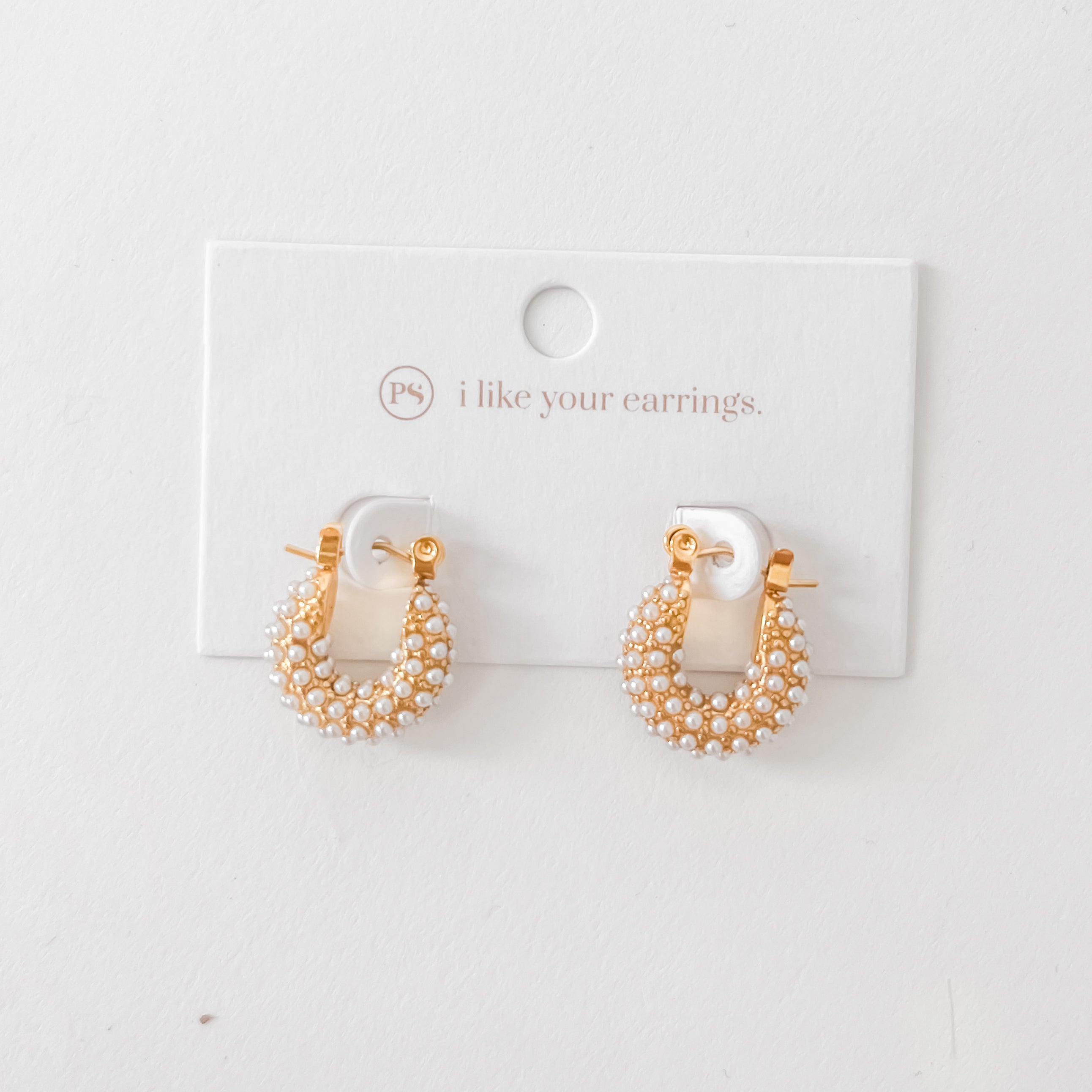 Hailey Huggie Pearl Earrings WATERPROOF