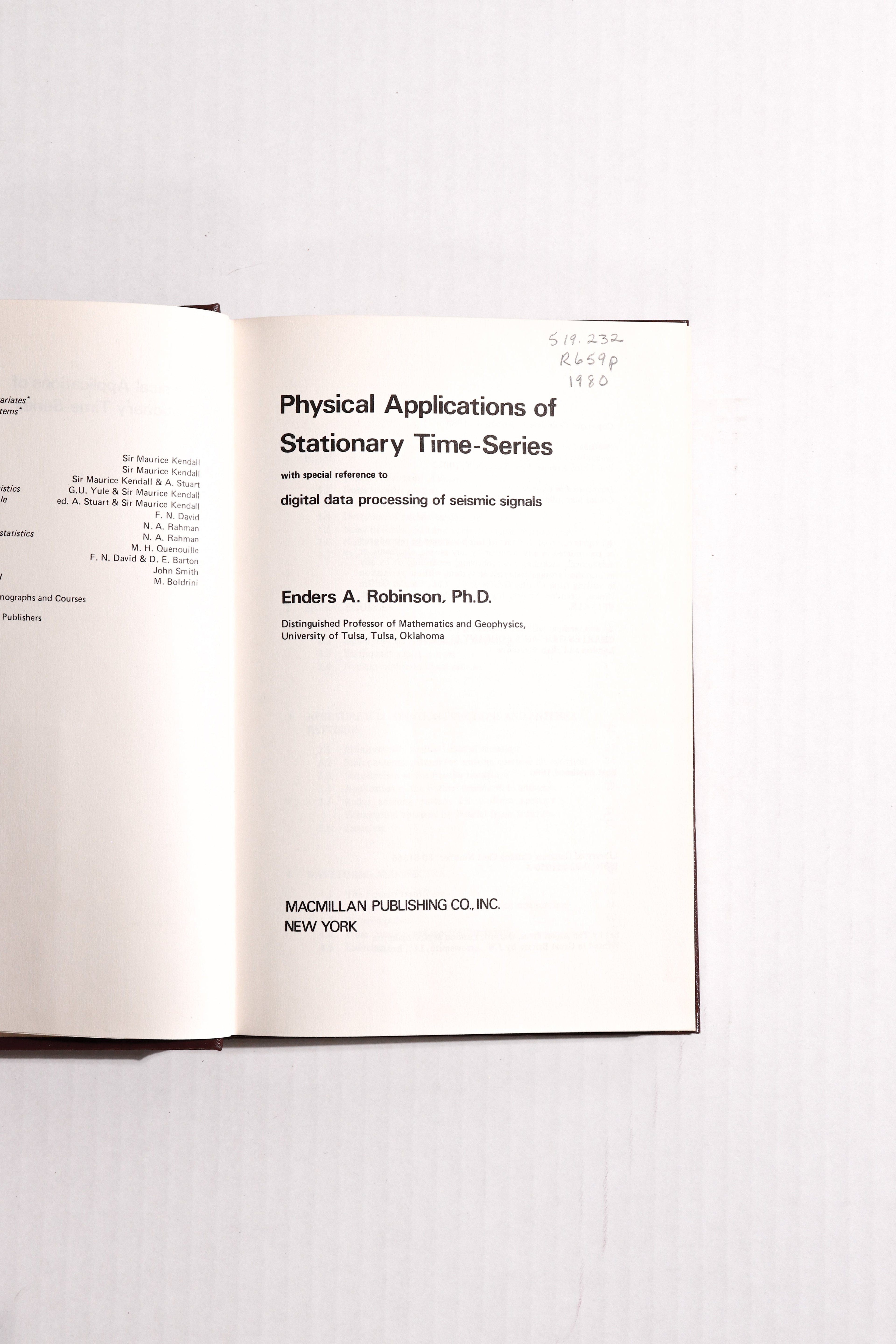 Physical Applications of Stationary Time-Series