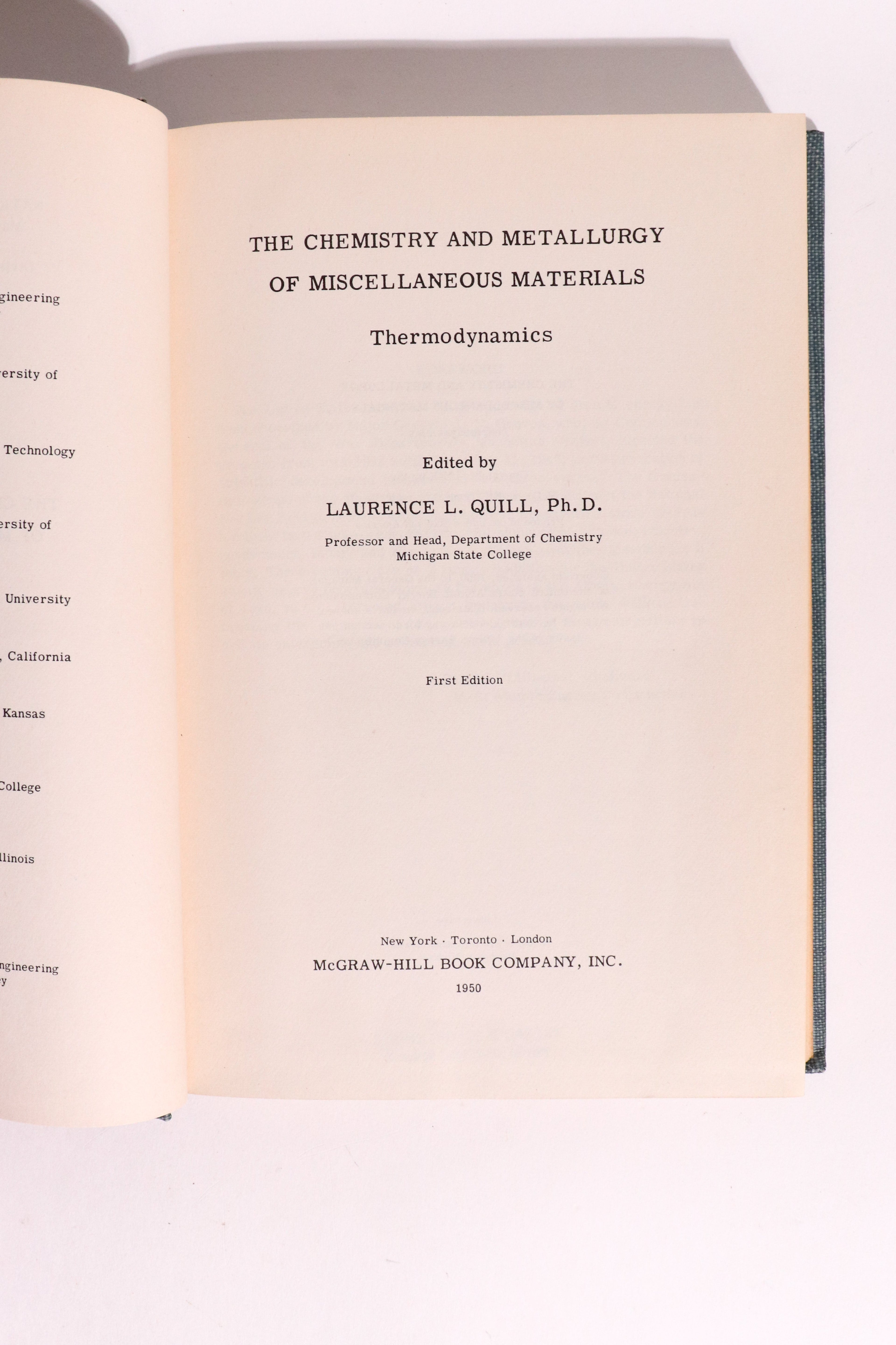 The Chemistry and Metallurgy of Miscellaneous Materials, First Edition 1950