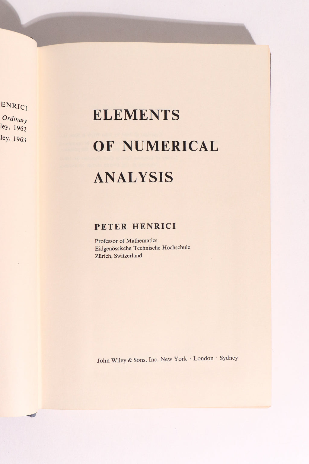 Elements of Numerical Analysis — Peter Henrici, First Edition 1964