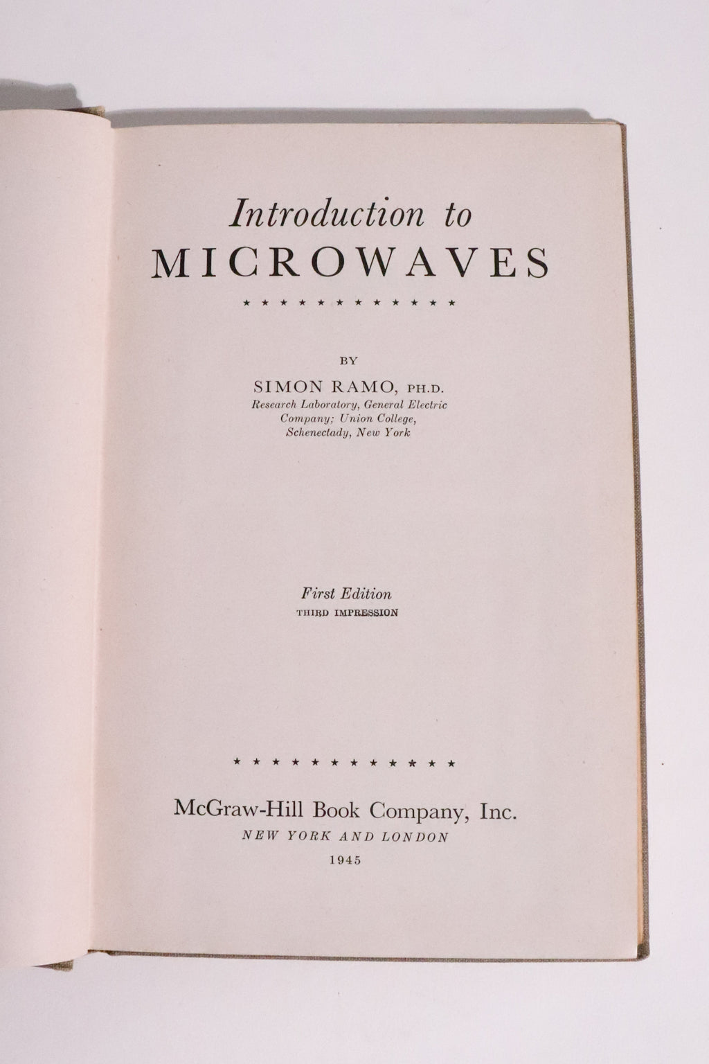 Introduction to Microwaves — Simon Ramo, First Edition, 1945