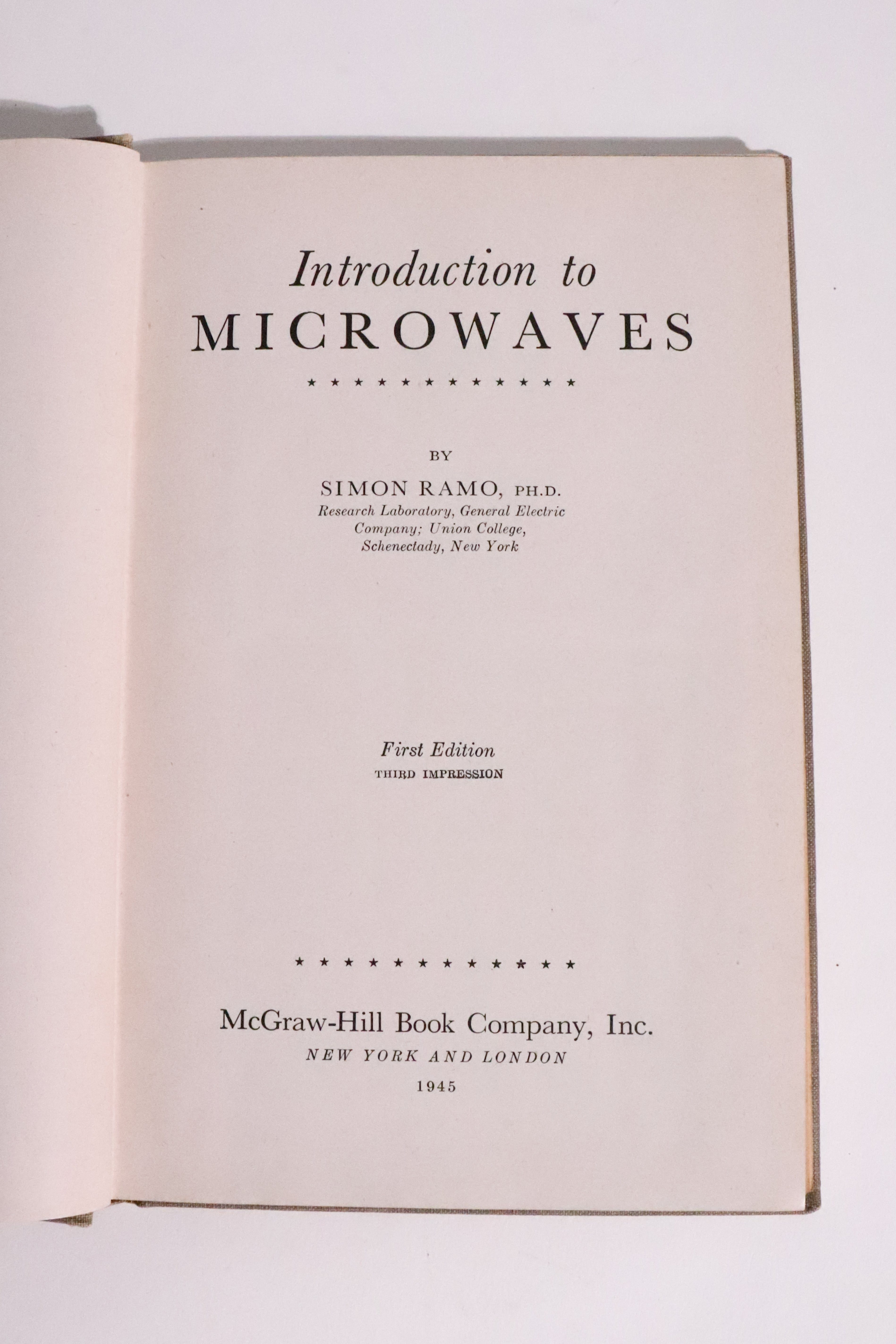 Introduction to Microwaves — Simon Ramo, First Edition, 1945