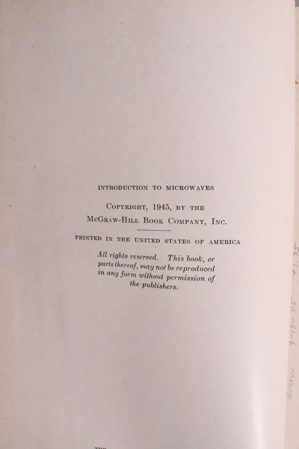 Introduction to Microwaves — Simon Ramo, First Edition, 1945