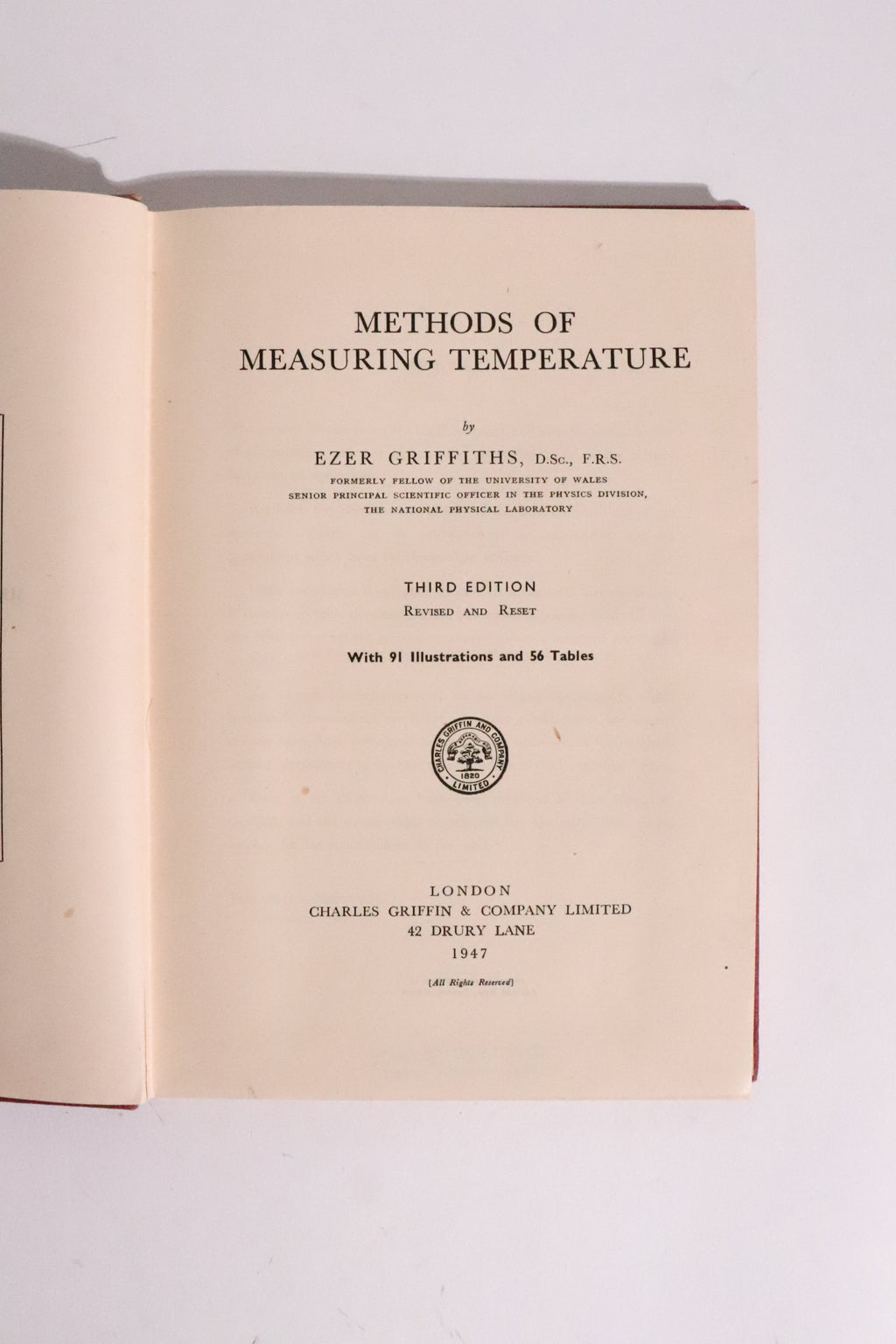 Methods of Measuring Temperature — Ezer Griffiths, 1947
