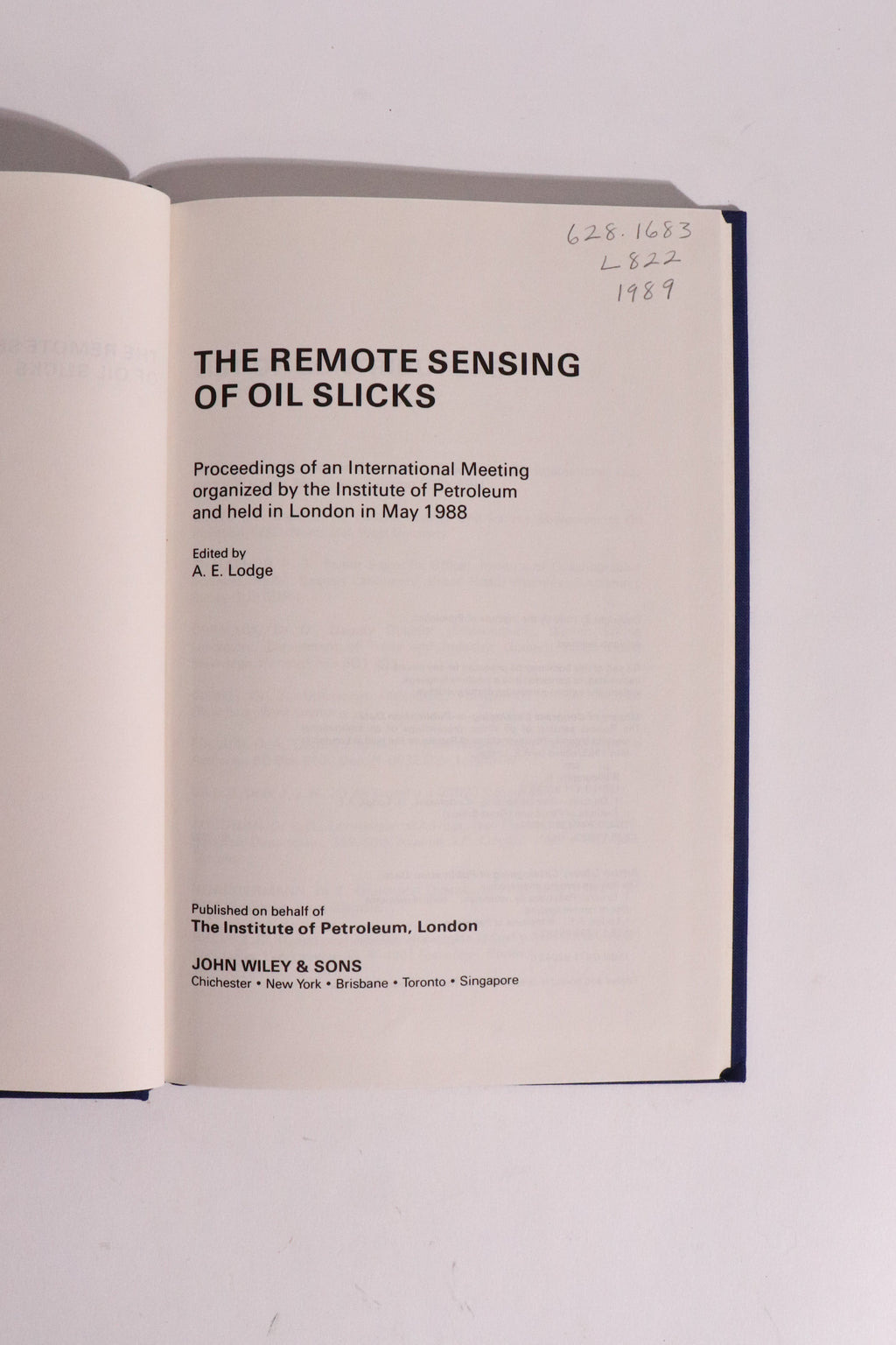 The Remote Sensing of Oil Slicks — 1989