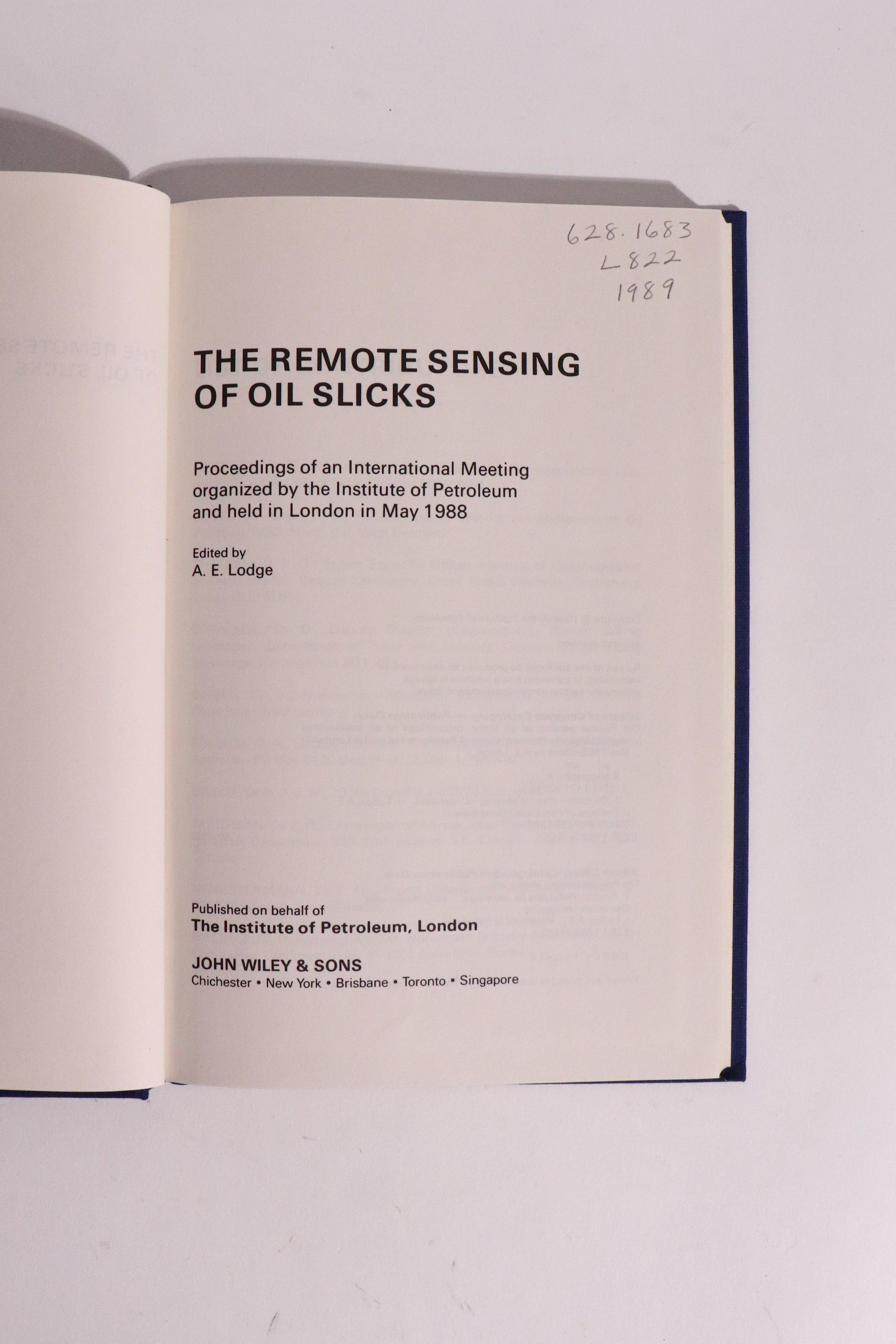 The Remote Sensing of Oil Slicks — 1989
