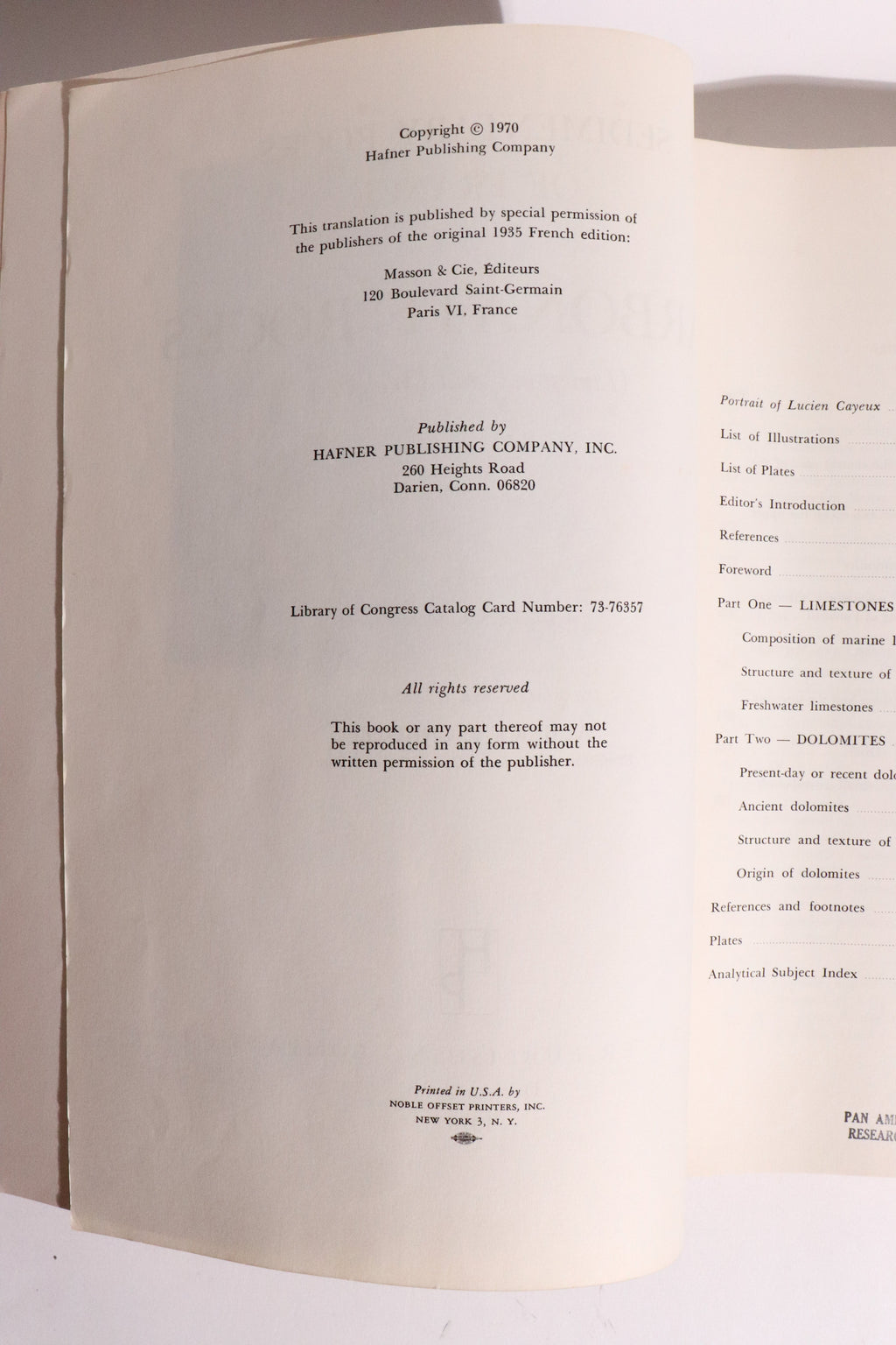 Sedimentary Rocks of France: Carbonate Rocks (Limestones and Dolomites) — Lucien Cayeux, First English Edition (1970)
