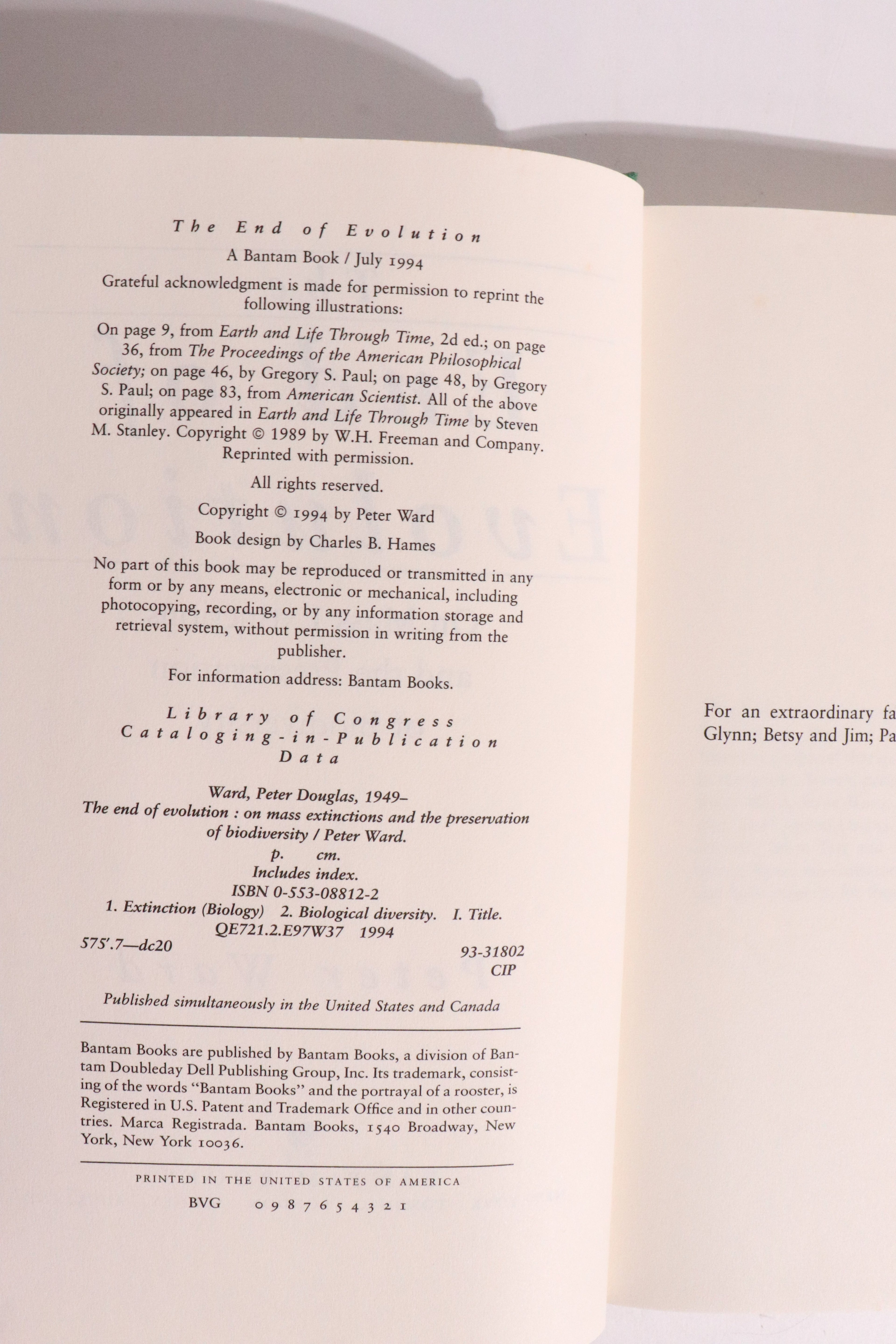 The End of Evolution: On Mass Extinctions and the Preservation of Biodiversity — Peter Ward, First Edition, First Printing (1994)