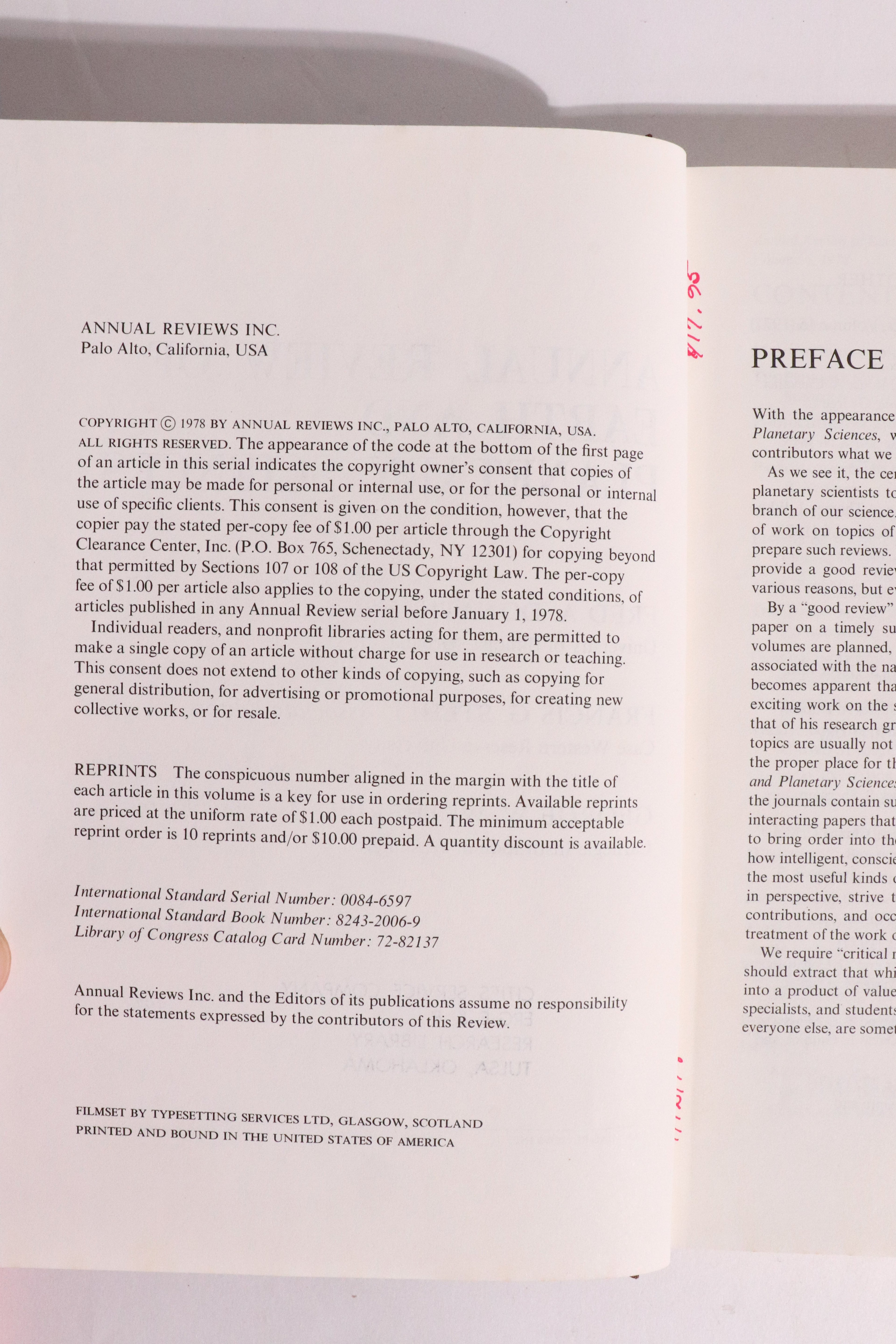 Annual Review of Earth and Planetary Sciences, Volume 6 (1978) — Jupiter’s Moons, Ozone Layer, Mantle Convection & Climate