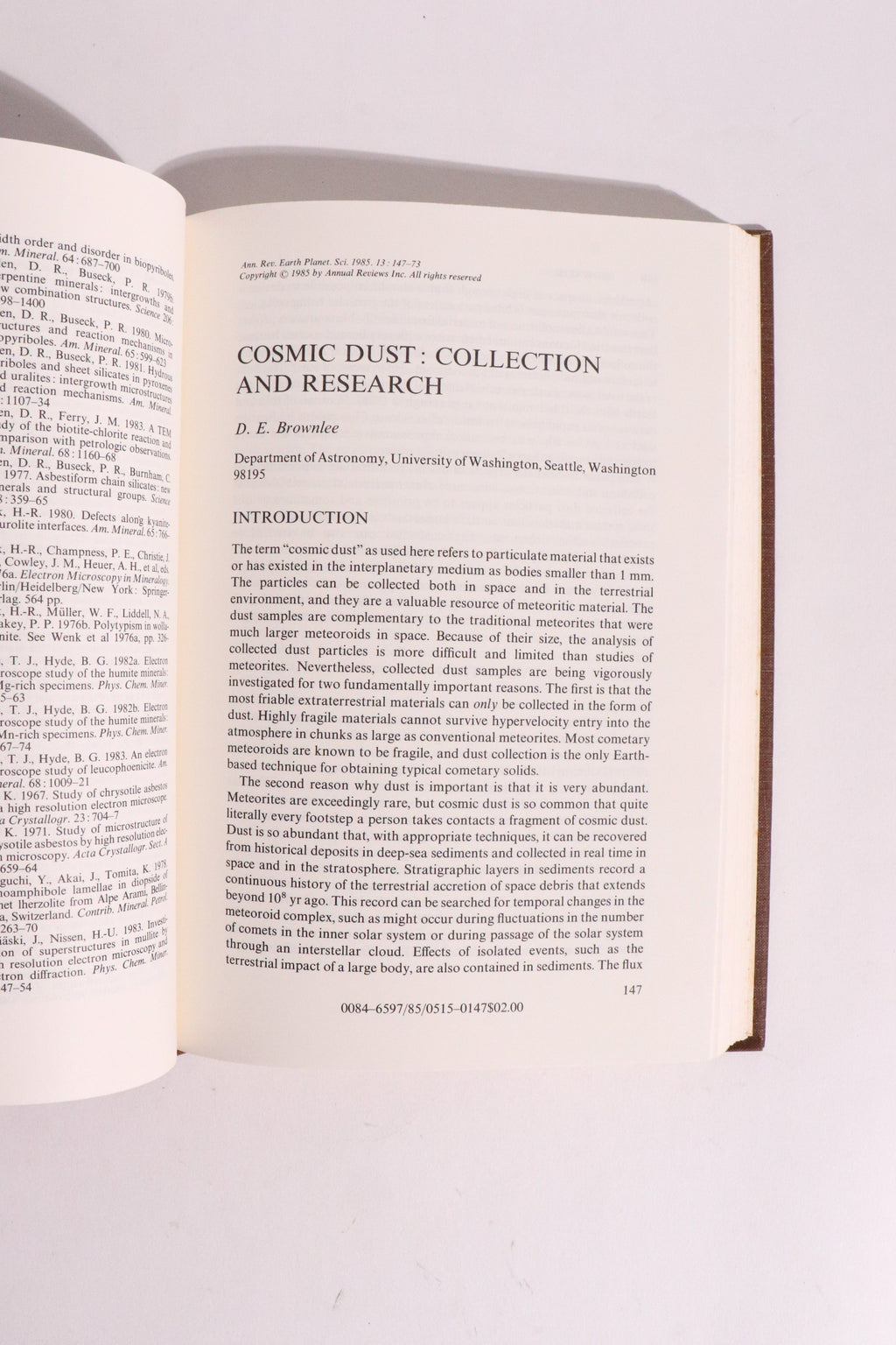 Annual Review of Earth and Planetary Sciences, Volume 13 (1985) — Cosmic Dust, Lunar Magma Ocean & Ancient Earth