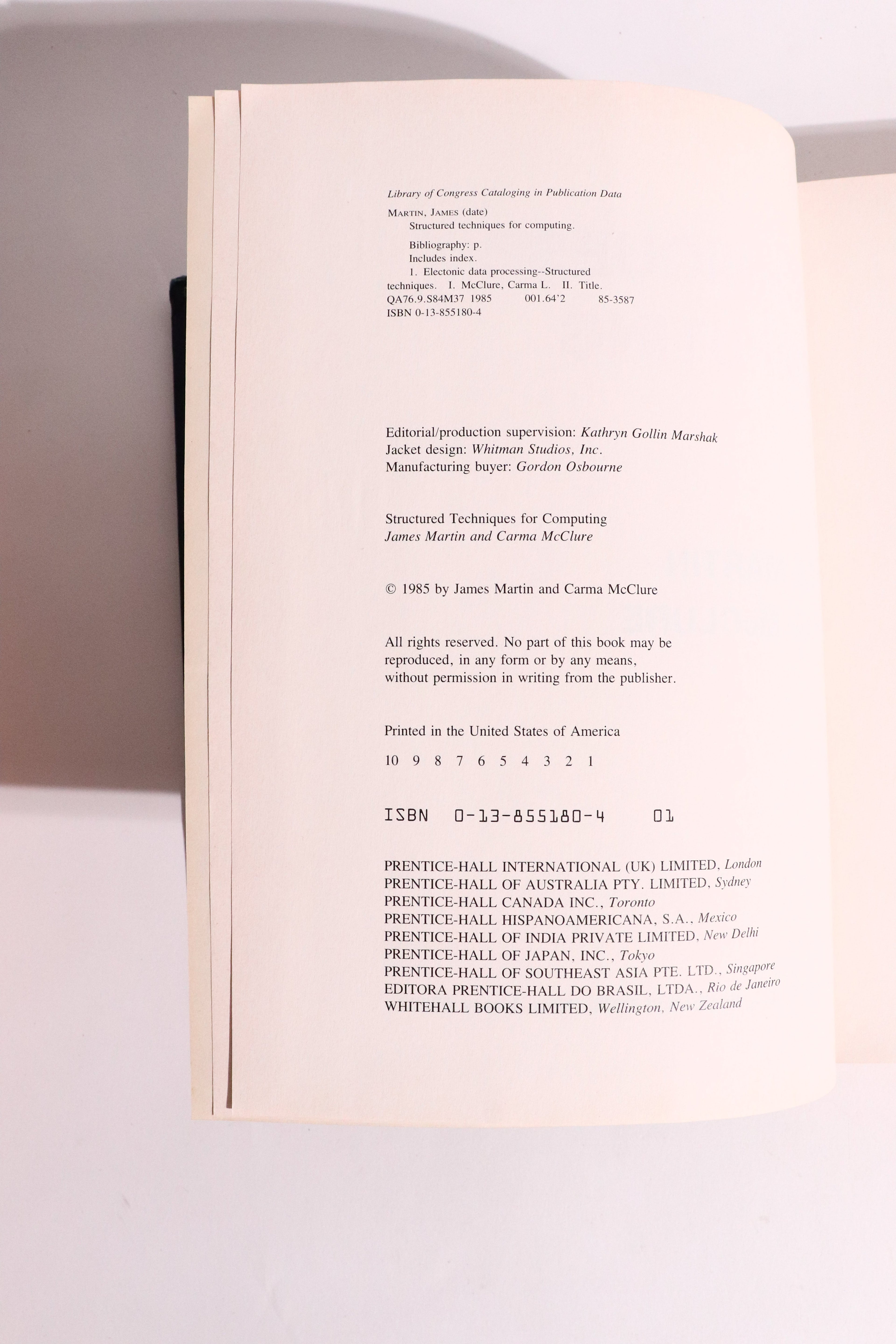 Structured Techniques for Computing — James Martin & Carma McClure | Early Software Engineering & CASE, First Printing (1985)
