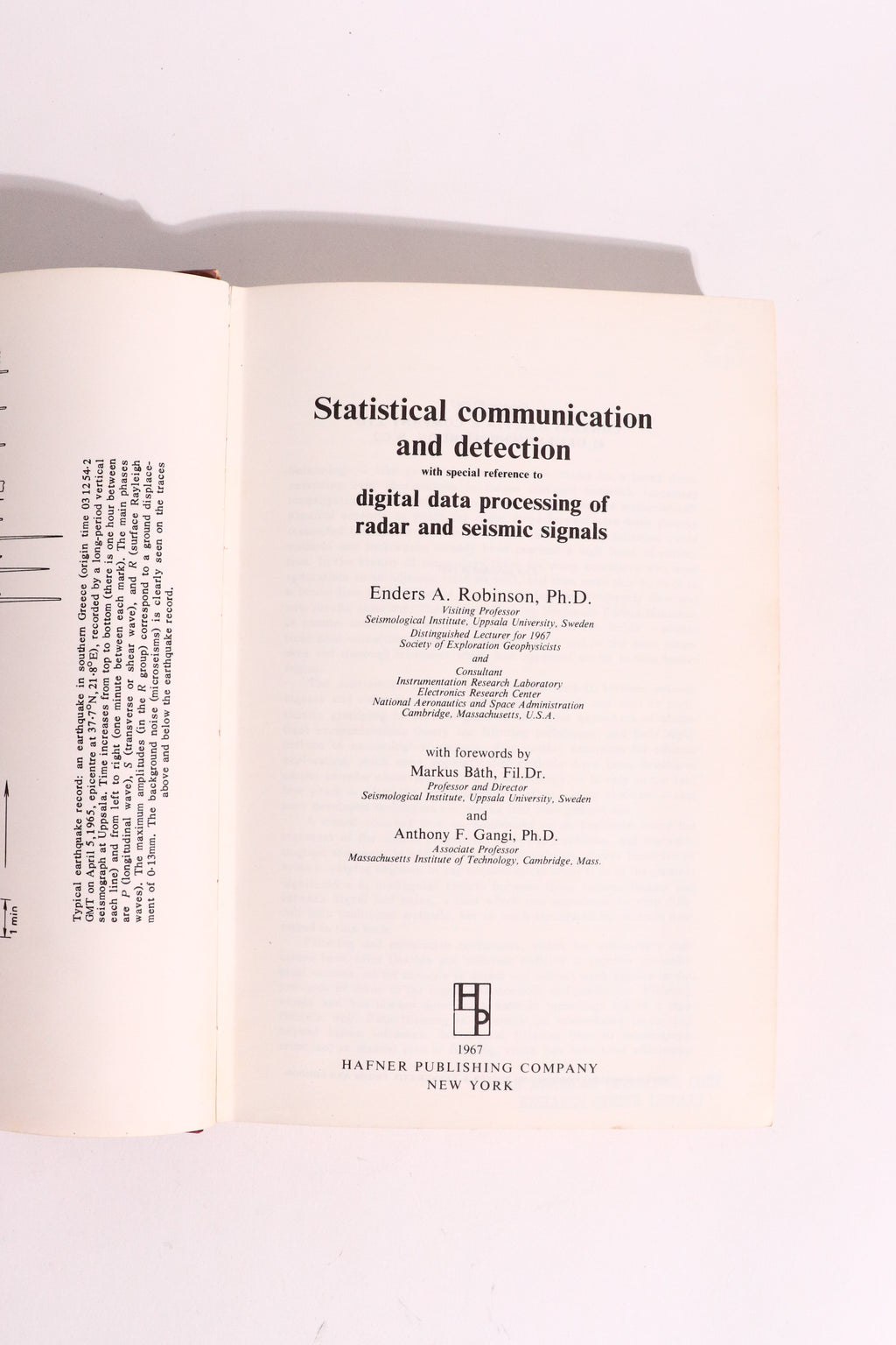 Statistical Communication and Detection: Digital Processing of Radar & Seismic Signals — Enders A. Robinson, First Edition / U.S. Issue (1967)
