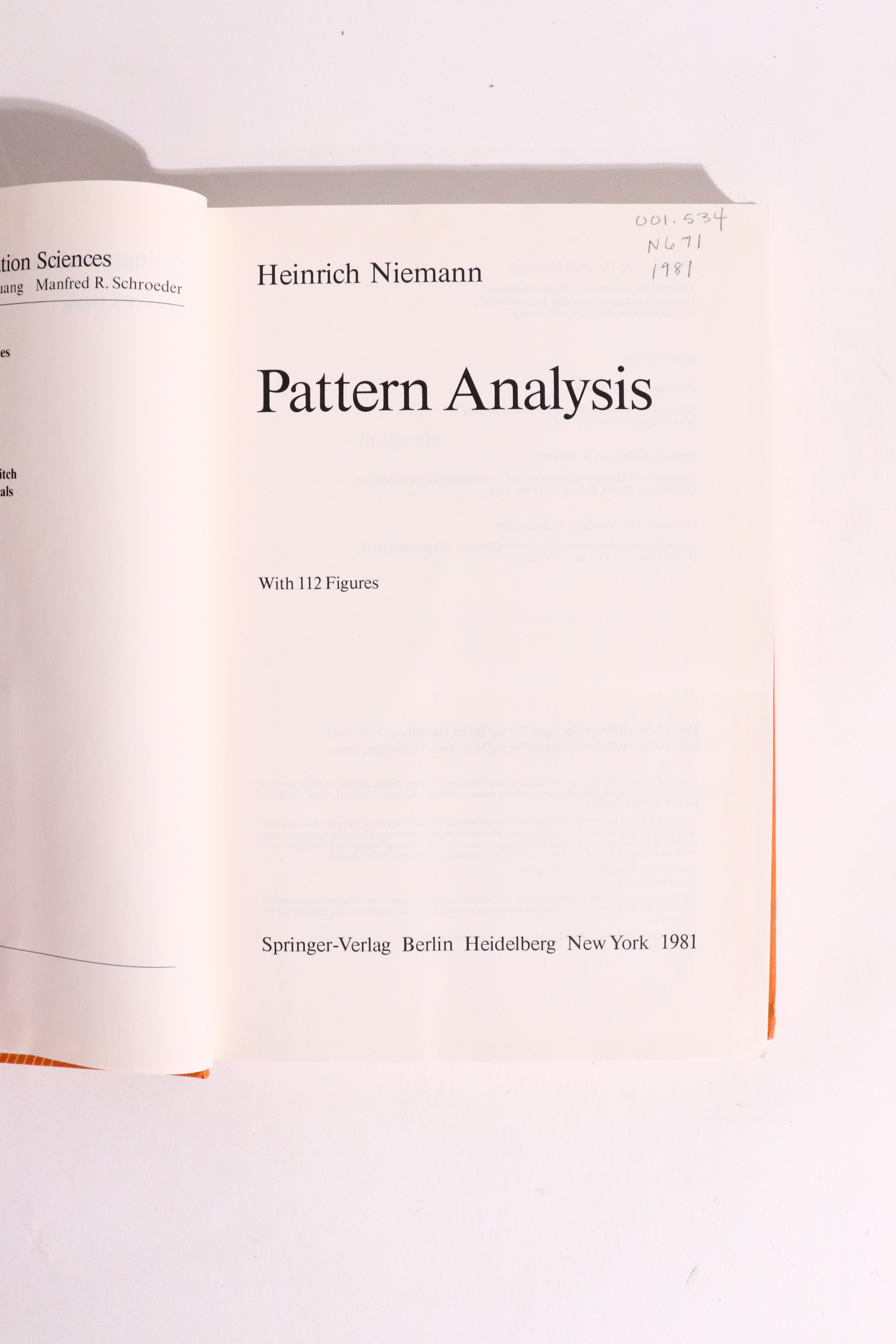 Pattern Analysis — Heinrich Niemann, 1981 First Edition | Early Computer Vision & Pattern Recognition