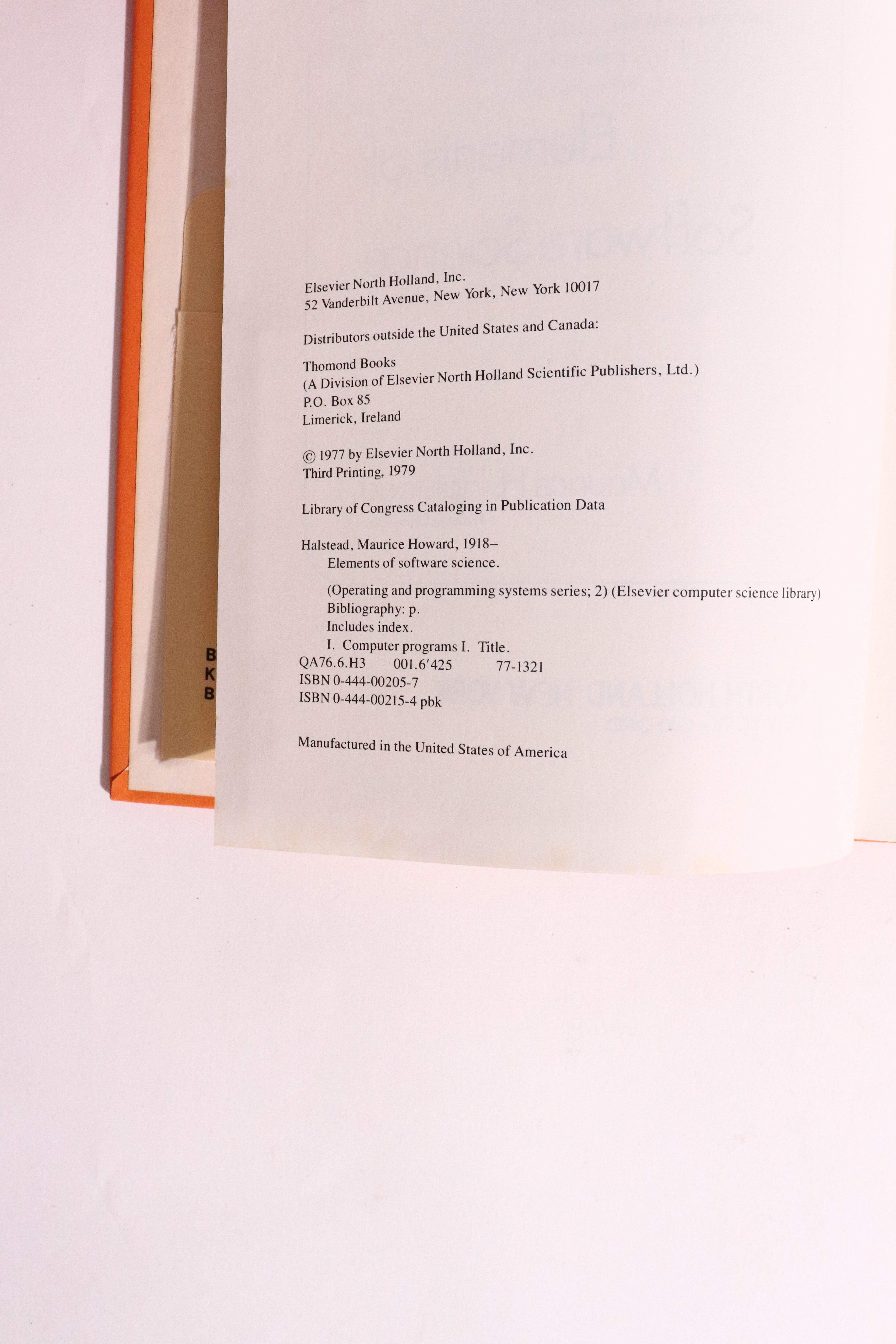 Elements of Software Science — Maurice H. Halstead, 1977 | Foundational Software Metrics & Programming Theory