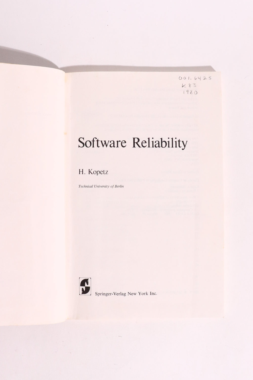 Software Reliability — Hermann Kopetz, 1980 | Early Software Engineering & Fault-Tolerant Computing