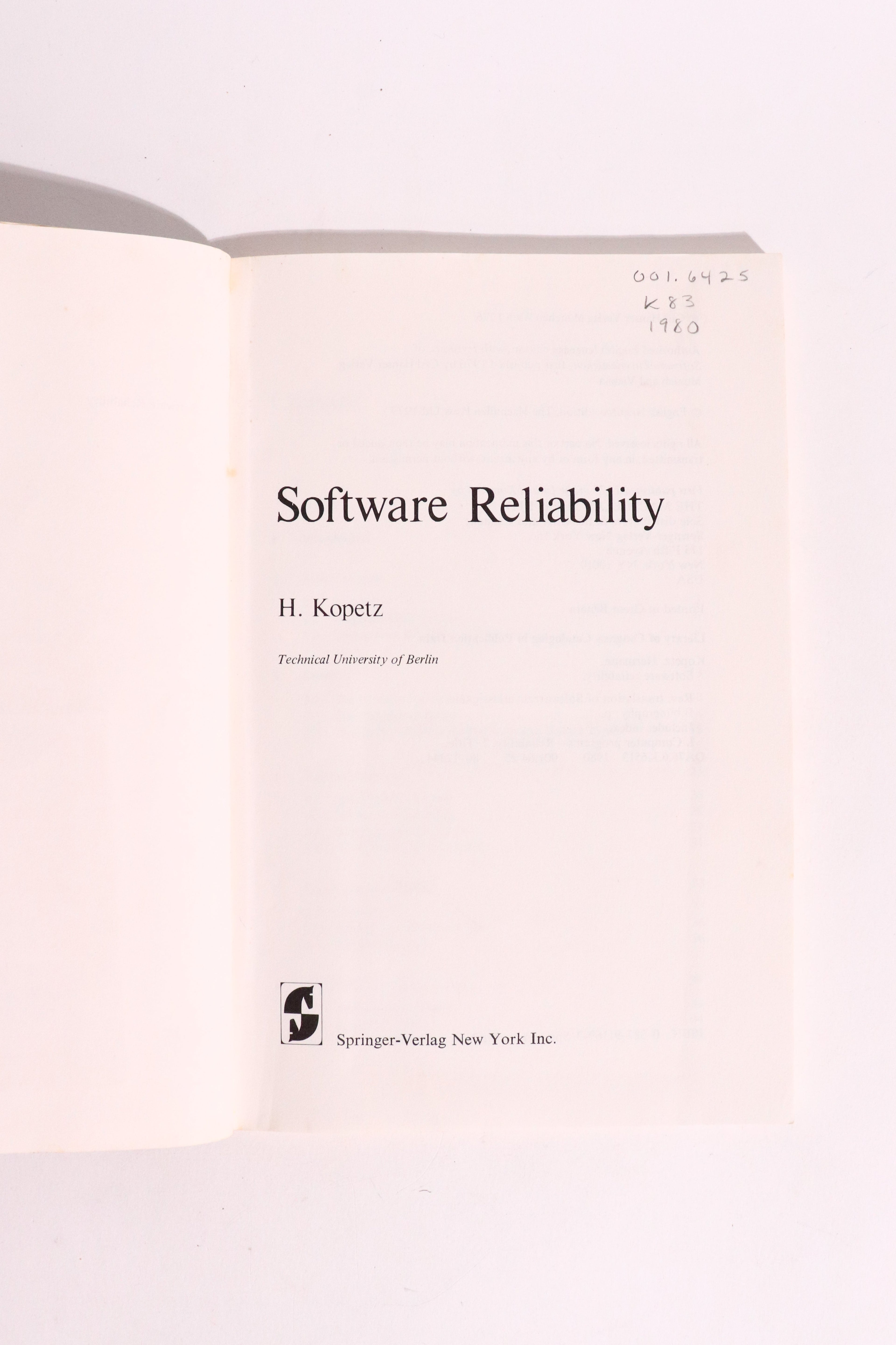 Software Reliability — Hermann Kopetz, 1980 | Early Software Engineering & Fault-Tolerant Computing