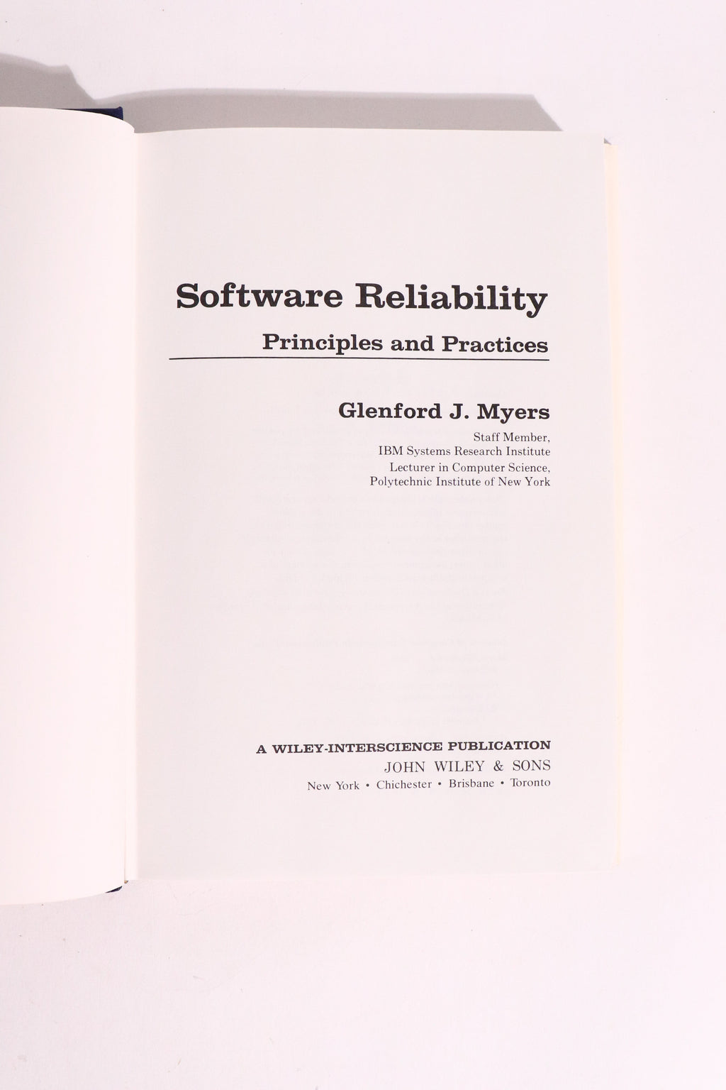 Software Reliability: Principles & Practices — Glenford J. Myers, 1976 | Vintage Software Engineering