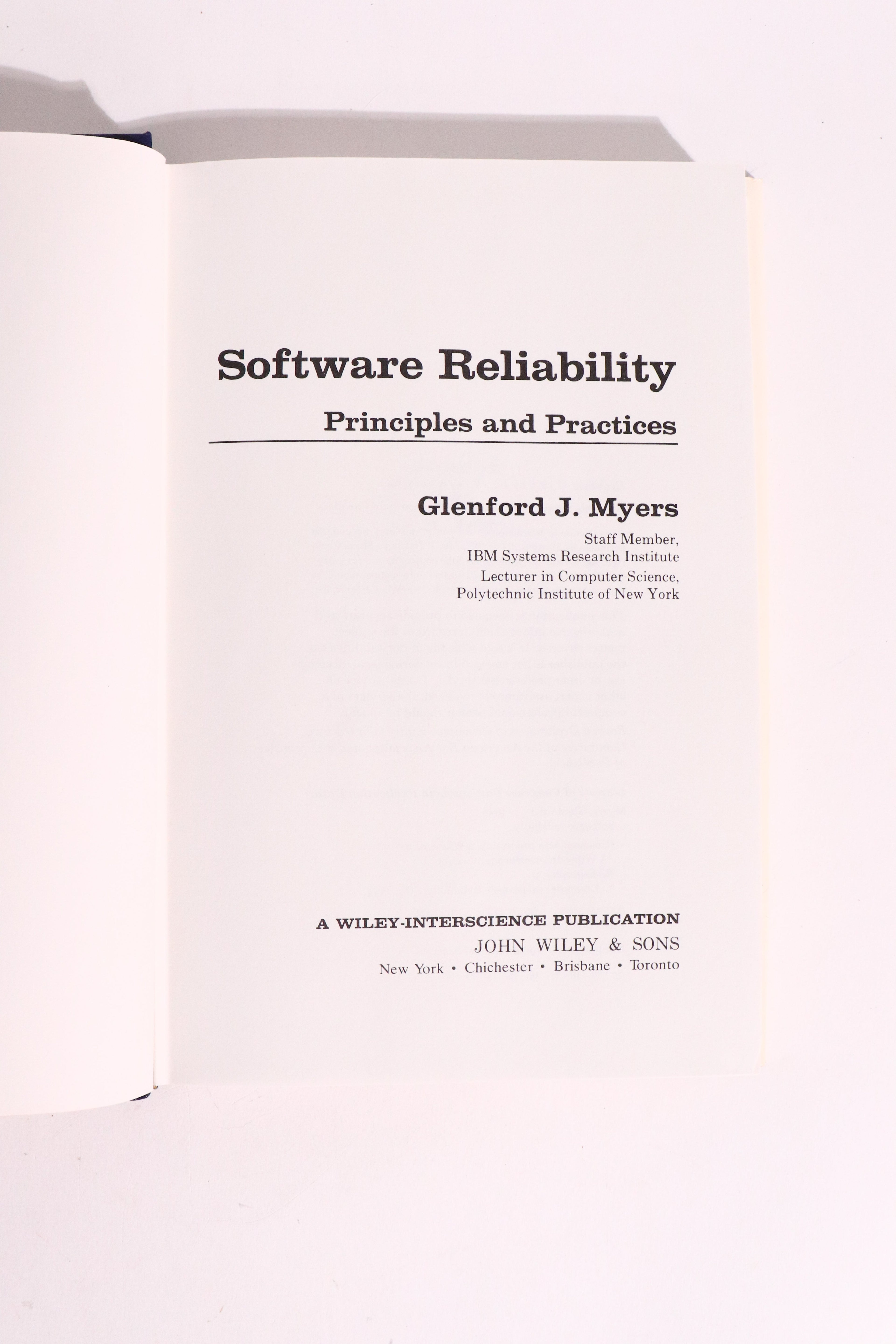 Software Reliability: Principles & Practices — Glenford J. Myers, 1976 | Vintage Software Engineering