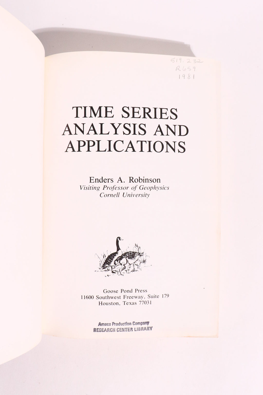 Time Series Analysis and Applications — Enders A. Robinson, 1981 First Printing | Signal Processing & Statistics
