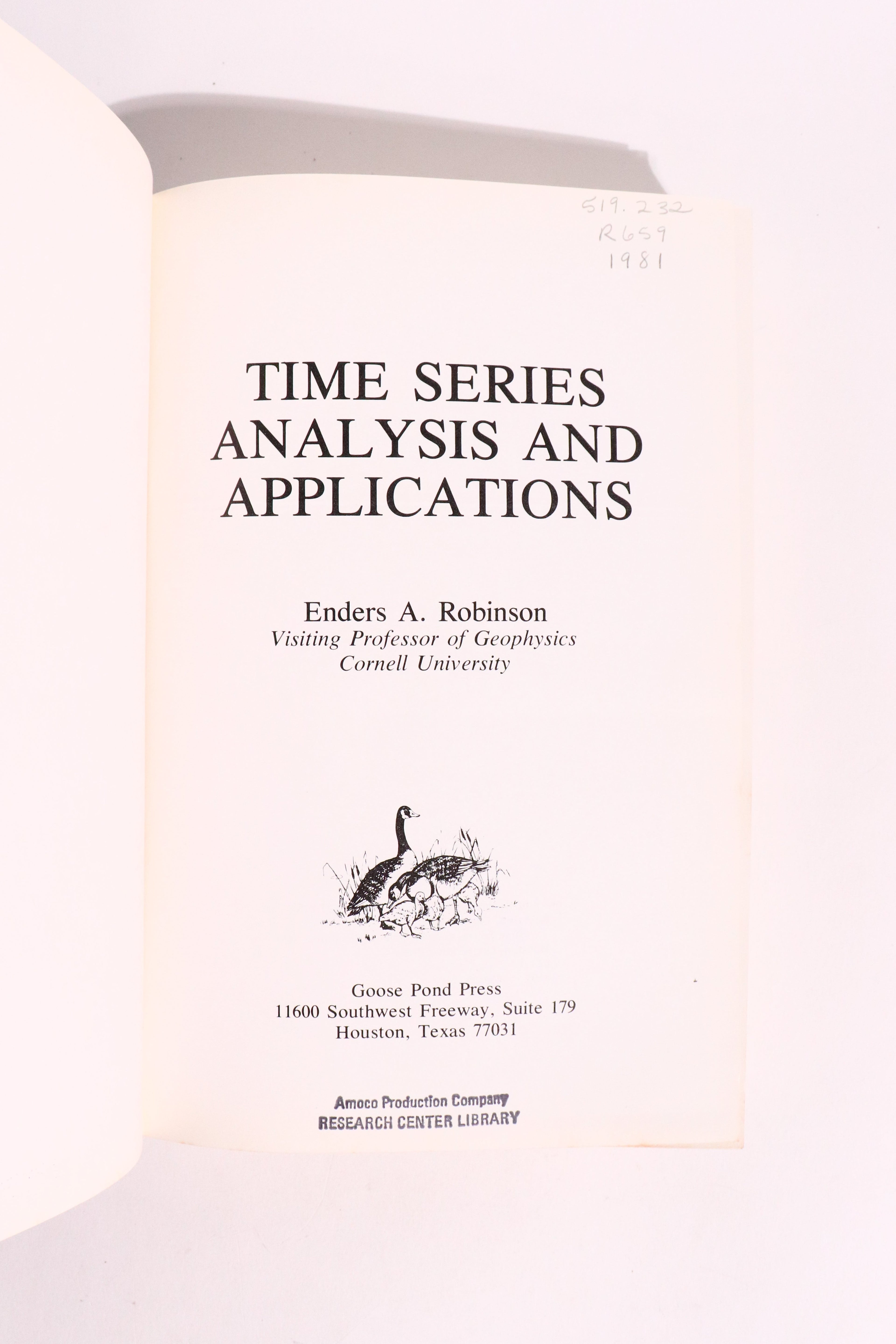 Time Series Analysis and Applications — Enders A. Robinson, 1981 First Printing | Signal Processing & Statistics