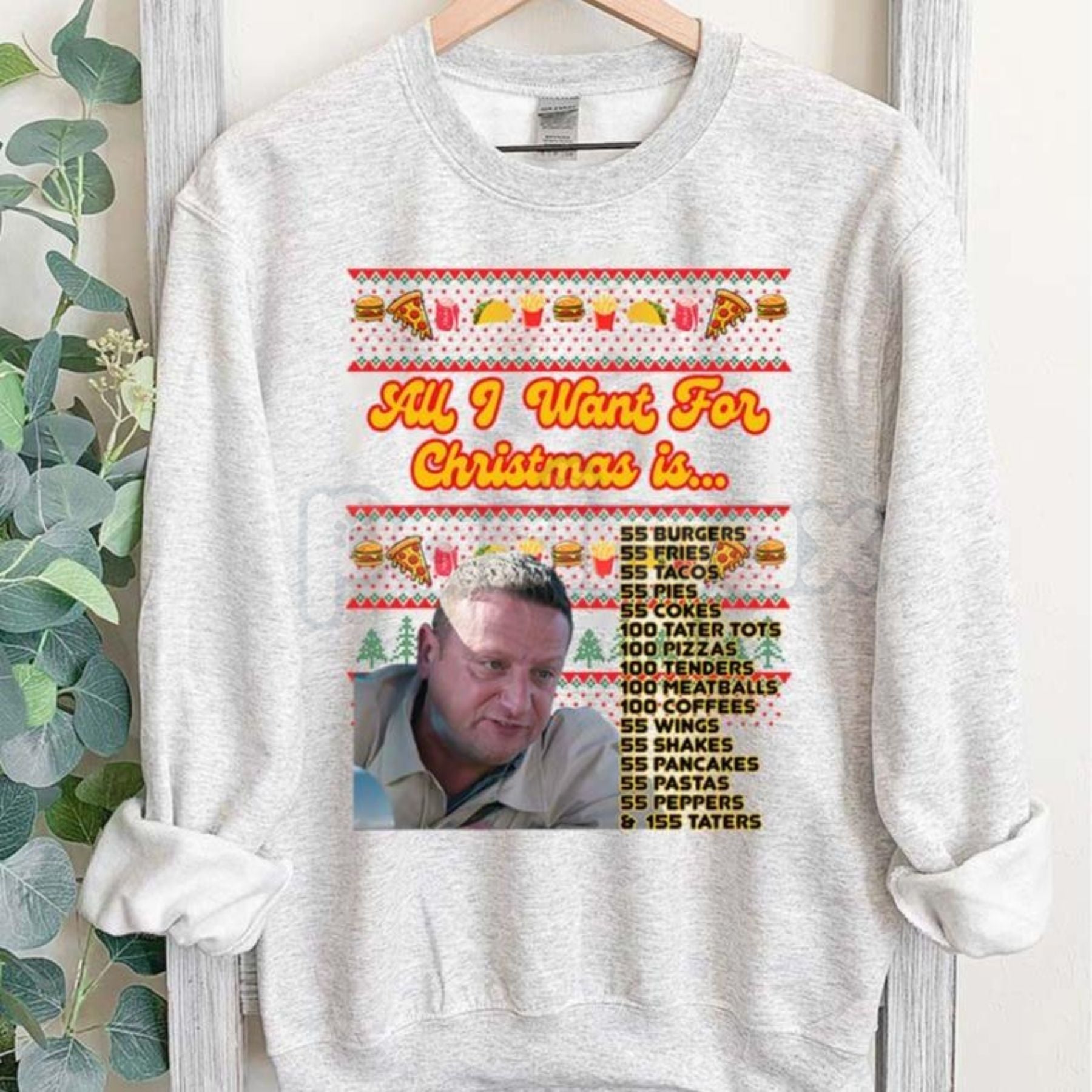 ITYSL Christmas: "55 Burgers 55 Fries" Tim Robinson Unisex Crewneck – Holiday Comedy Sweatshirt