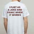 "I Flirt As A Joke" Funny T-Shirt – Sarcastic Social Anxiety Graphic Tee, Premium 100% Cotton Relatable Introvert Top, Soft Lived-In Heavyweight Panic Warning Shirt, Made in USA