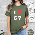 "I Love 6 7" Crewneck T-shirt - Funny Graphic Tee, Stylish Casual White Shirt