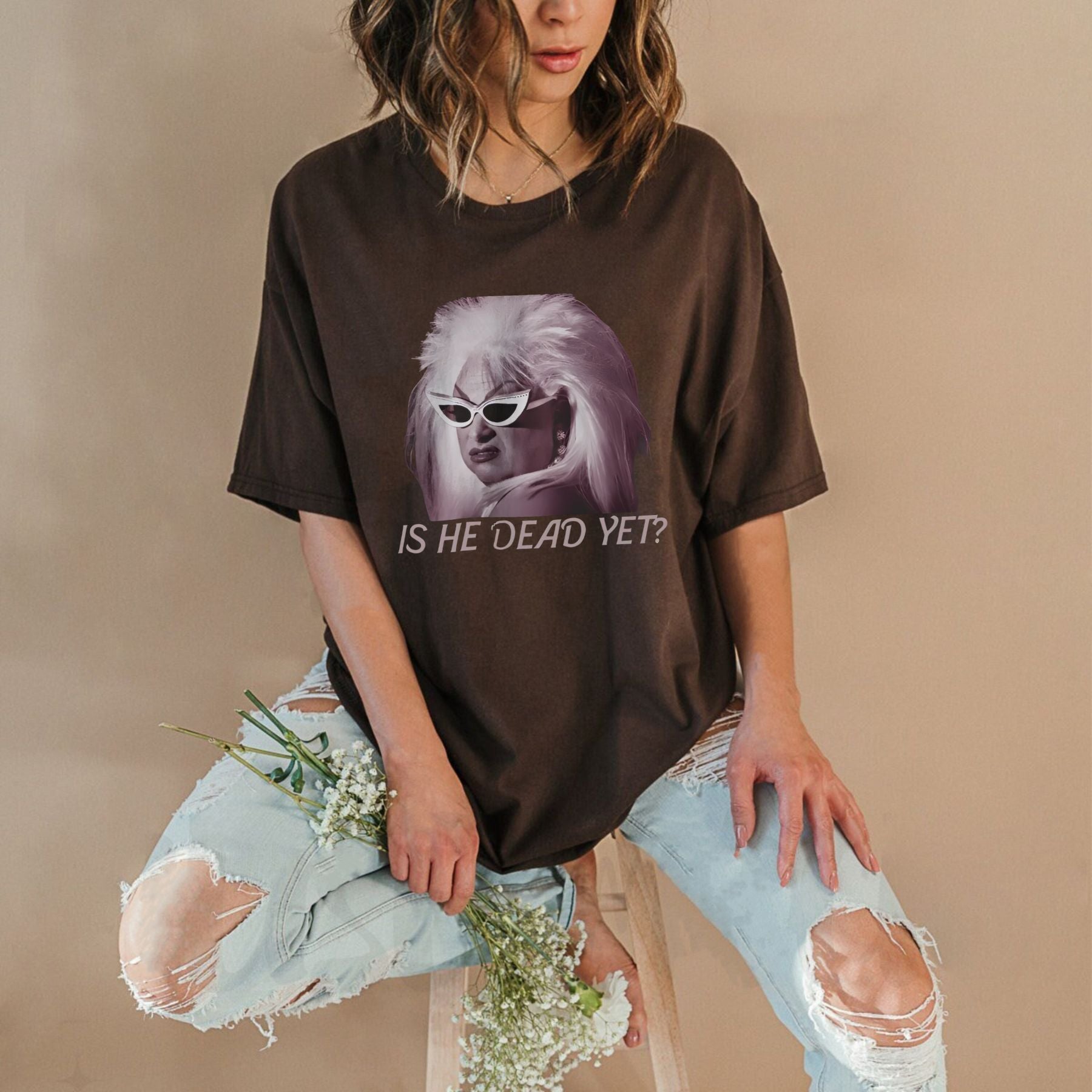 "Is He Dead?" Vintage T-Shirt - Funny Morbid Humor Tee, Women's Casual Streetwear Top