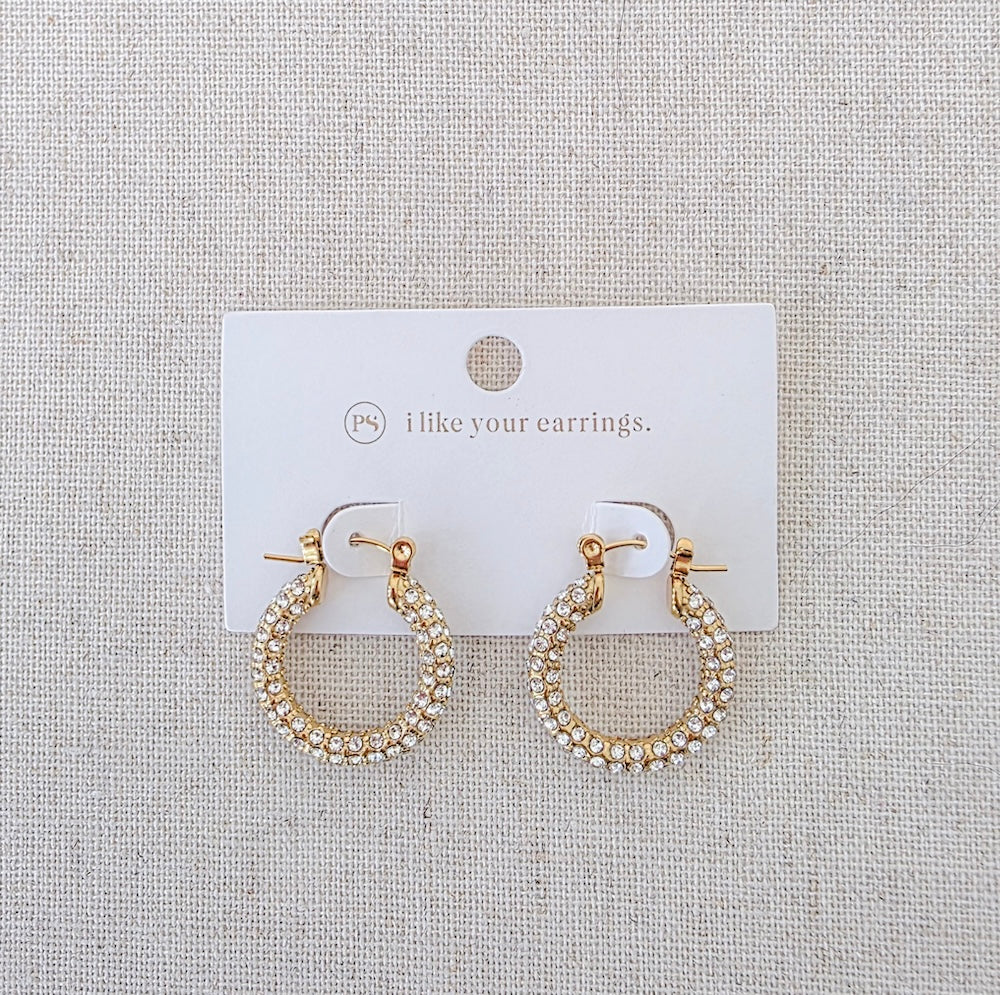 Lizzie Pave Hoops - WATERPROOF