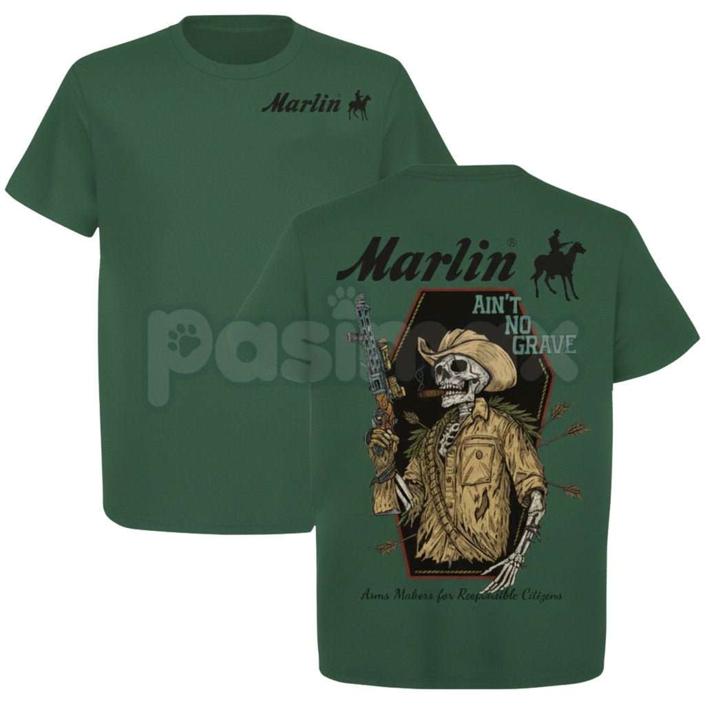 Marlin "Ain't No Grave" Cowboy T-Shirt - Spiritual Western Graphic Tee, Rugged Inspirational Apparel, Classic Rifle & Gospel Slogan Shirt