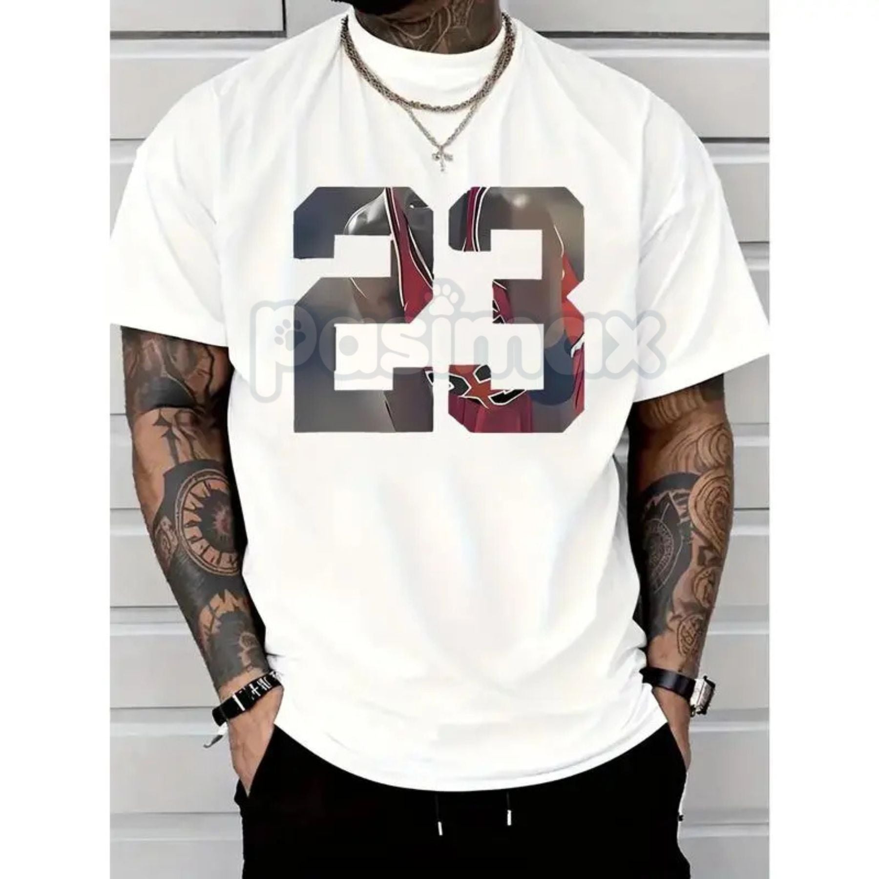 Men's '23' Graphic Printed T-Shirt - Casual Short-Sleeved Round Neck Tee, Year and Jersey Number Streetwear
