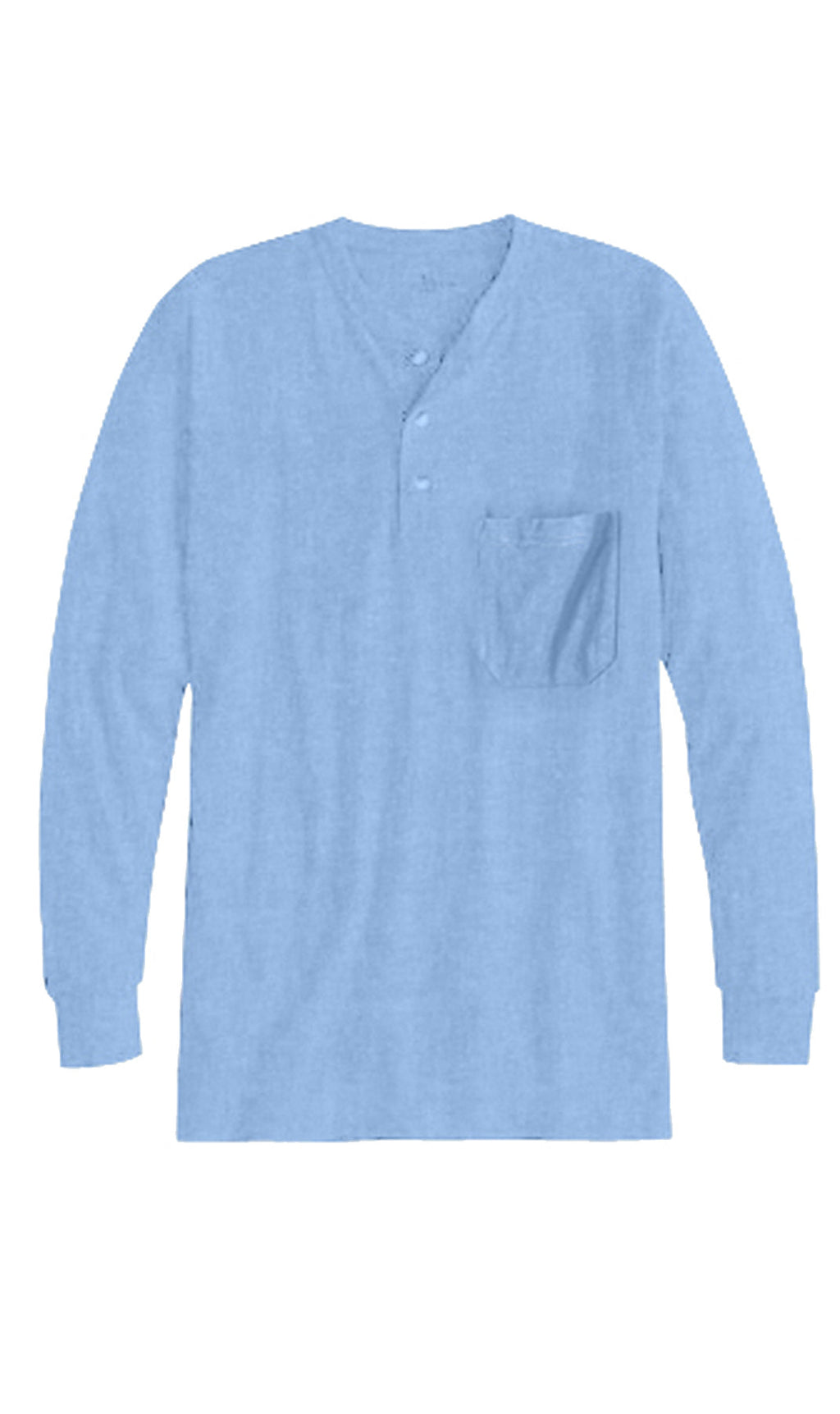 Men's Long Sleeve Henley shirt in cotton blend with 3 Button Placket & Chest Pocket