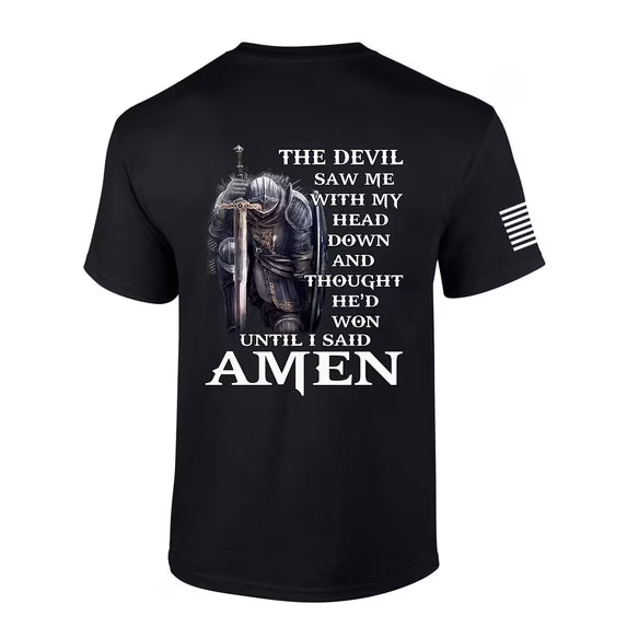 "The Devil Saw Me With My Head Down" Graphic T-Shirt – Dark Aesthetic Stoic Resilience Unisex Crewneck Tee