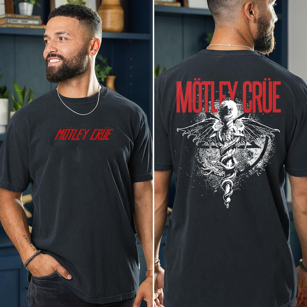 Motley Crue Tour Shirt - ‘Kickstart My Heart’ Front & Back Print, Black Rock Concert Tee