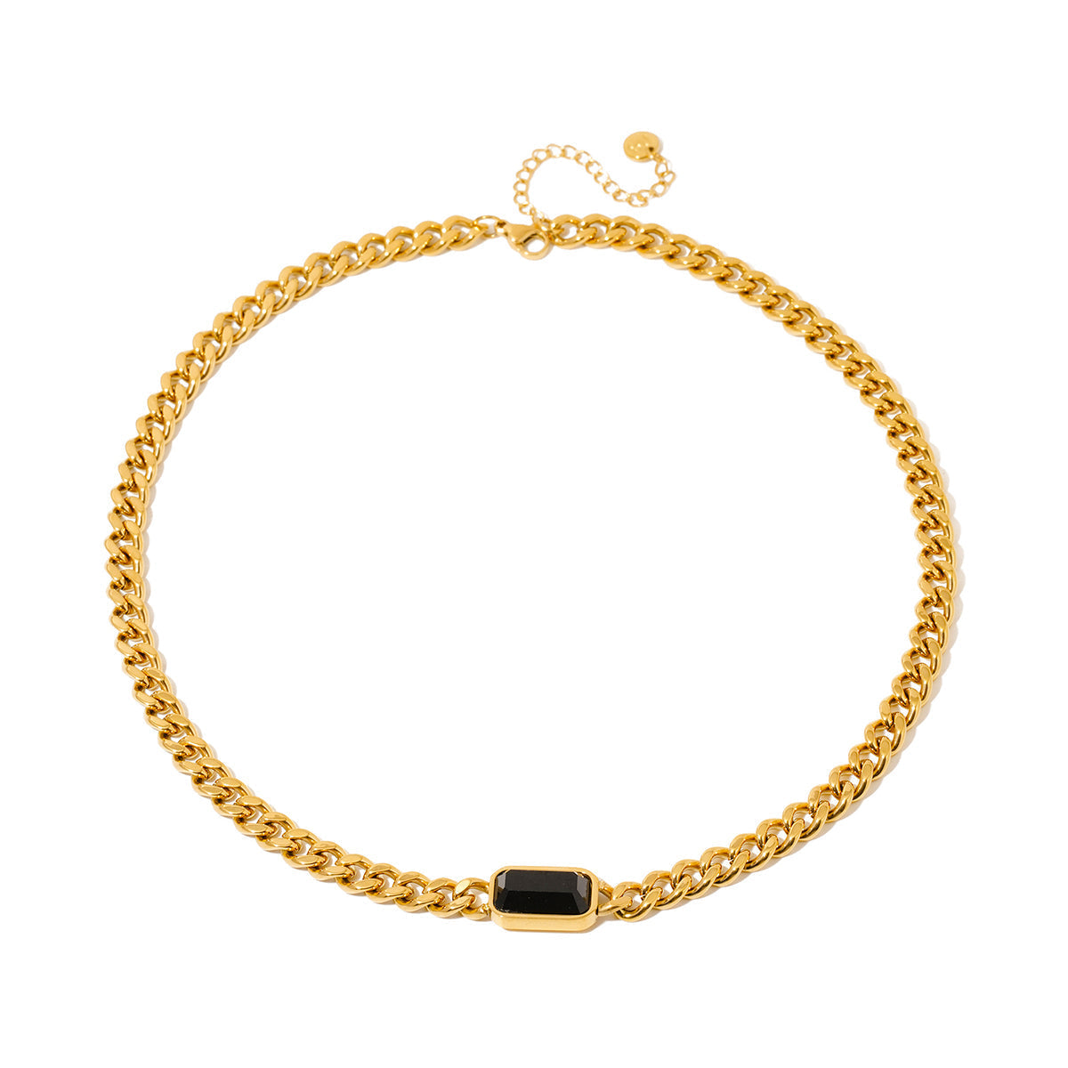 Black Stone Chain Necklace - WATERPROOF