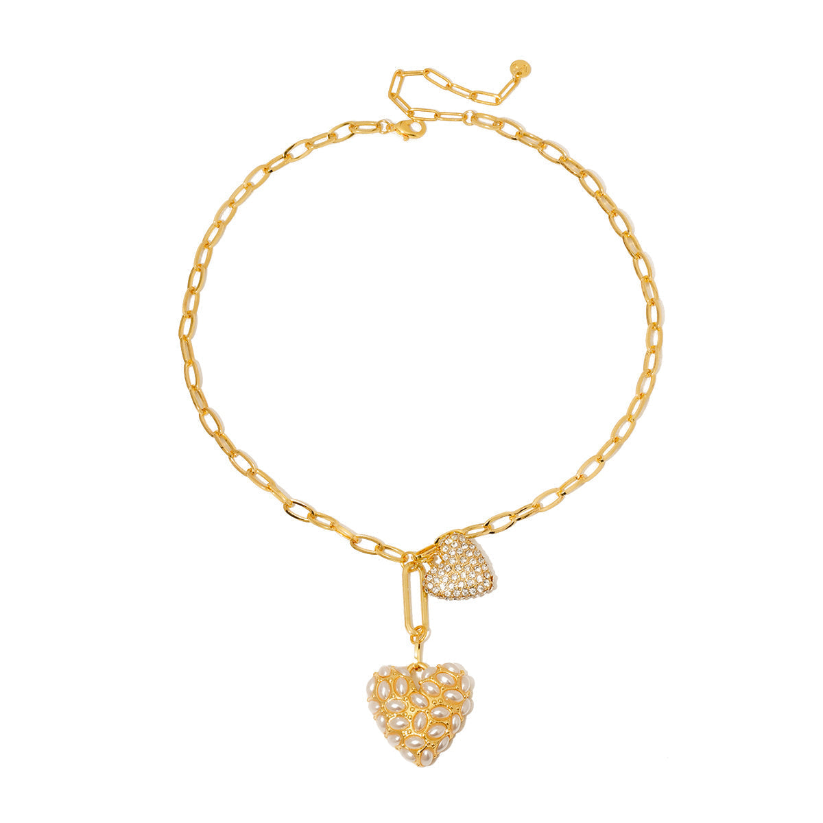 Double Take Pearl Heart Necklace - WATERPROOF