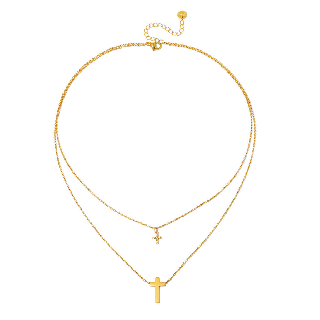 Faithfully Layered Cross Necklace